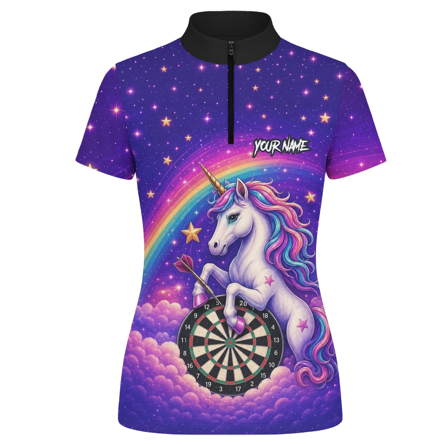Personalised Rainbow Unicorn Darts Polo Shirt For Women V221