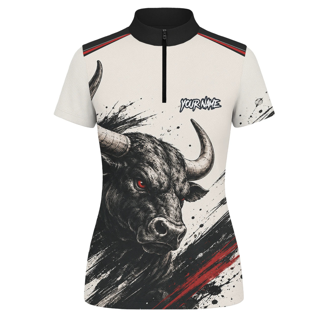 Personalised White Black Red Bull Darts Shirt For Women H473