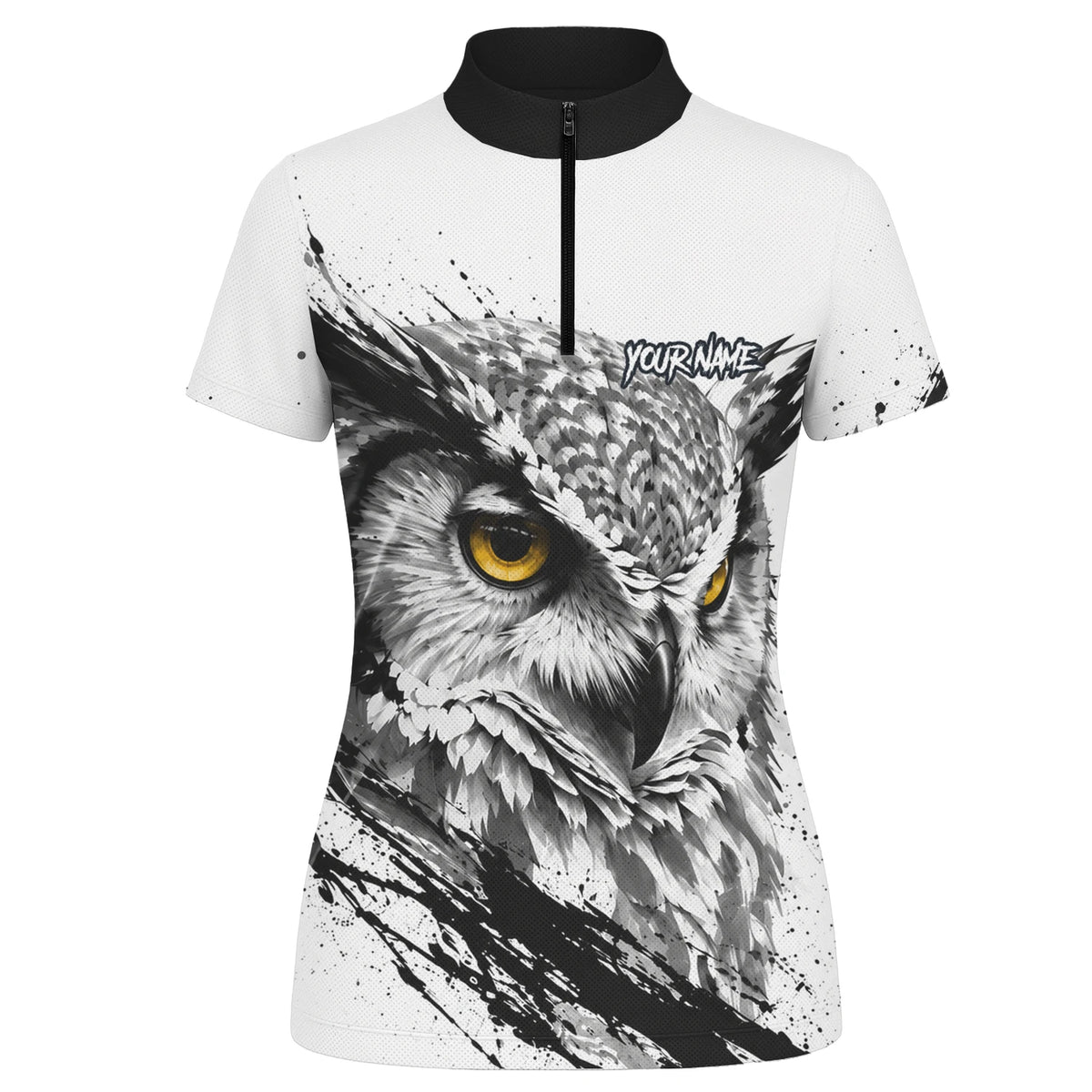 Personalised White Black Yellow Owl Darts Shirt For Women P128