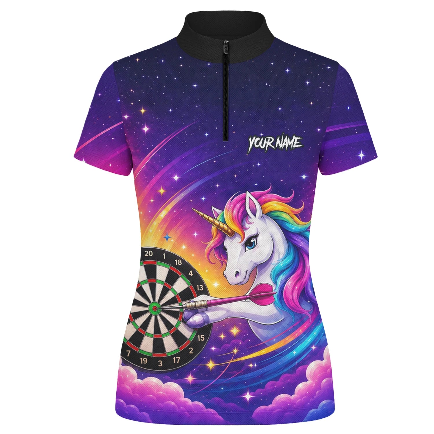 Personalised Purple Rainbow Unicorn Darts Shirt For Women P431