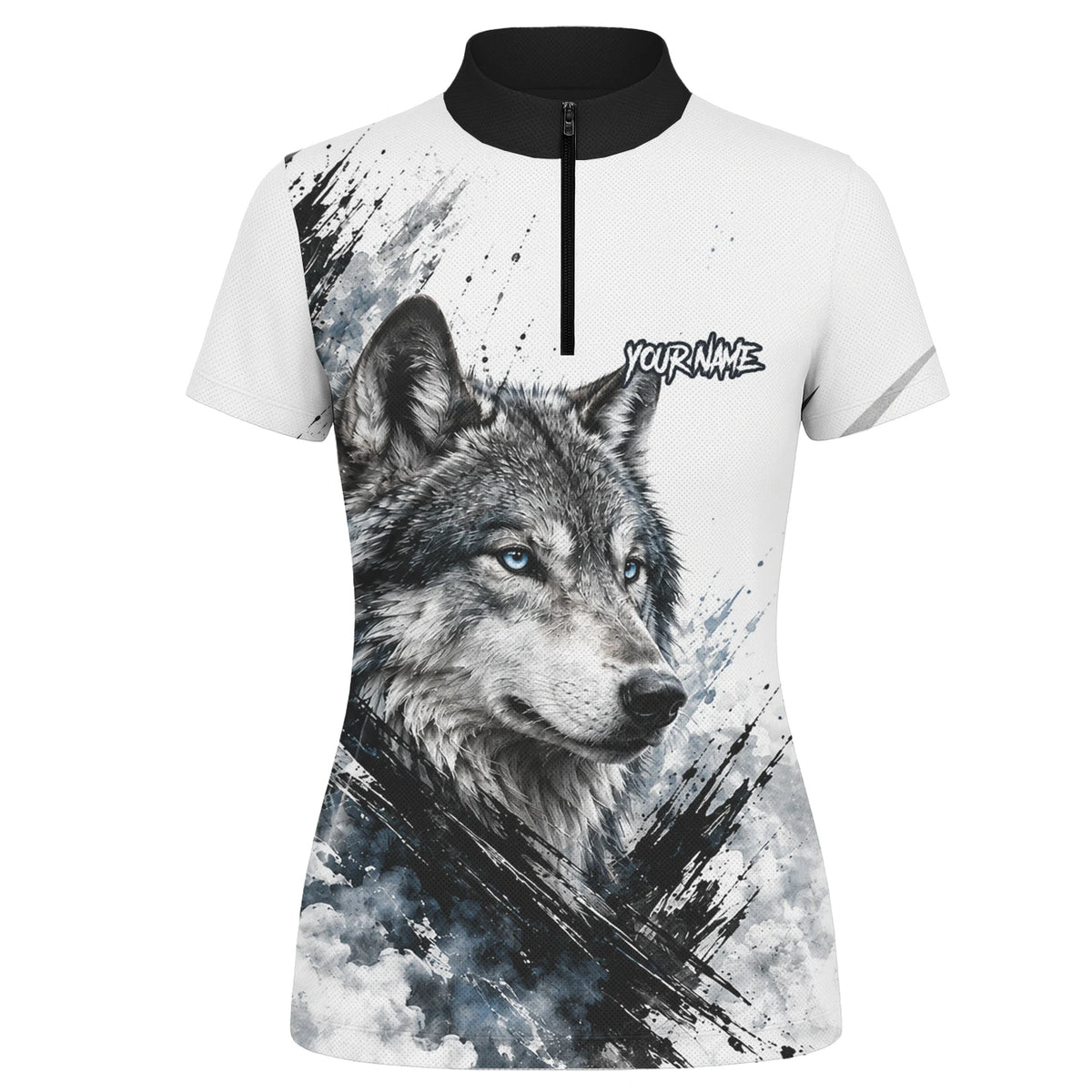 Personalised White Black Blue Wolf Darts Shirt For Women P634