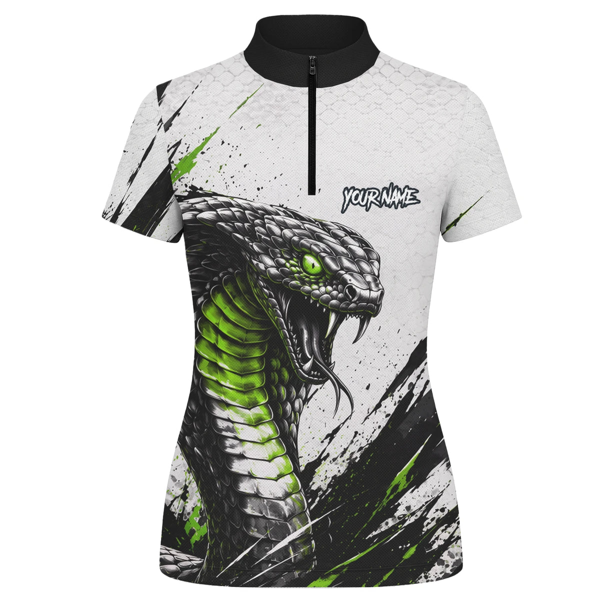 Personalised White Black Green Cobra Darts Shirt For Women A017