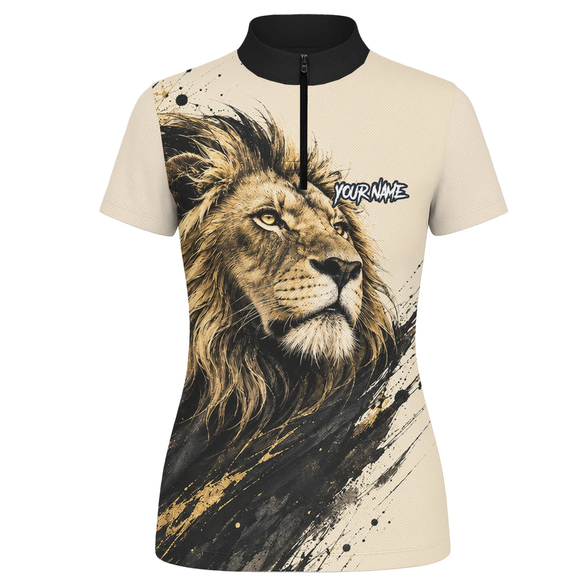 Personalised Cream Black Gold Lion Darts Shirt For Women Q209