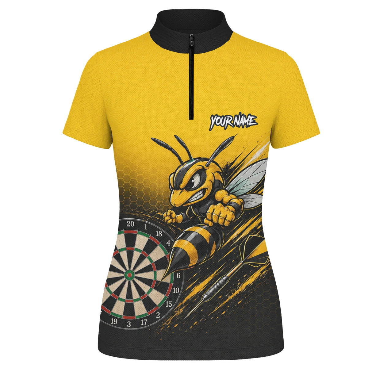 Personalised Yellow & Black Wasp Darts Shirt For Women F032