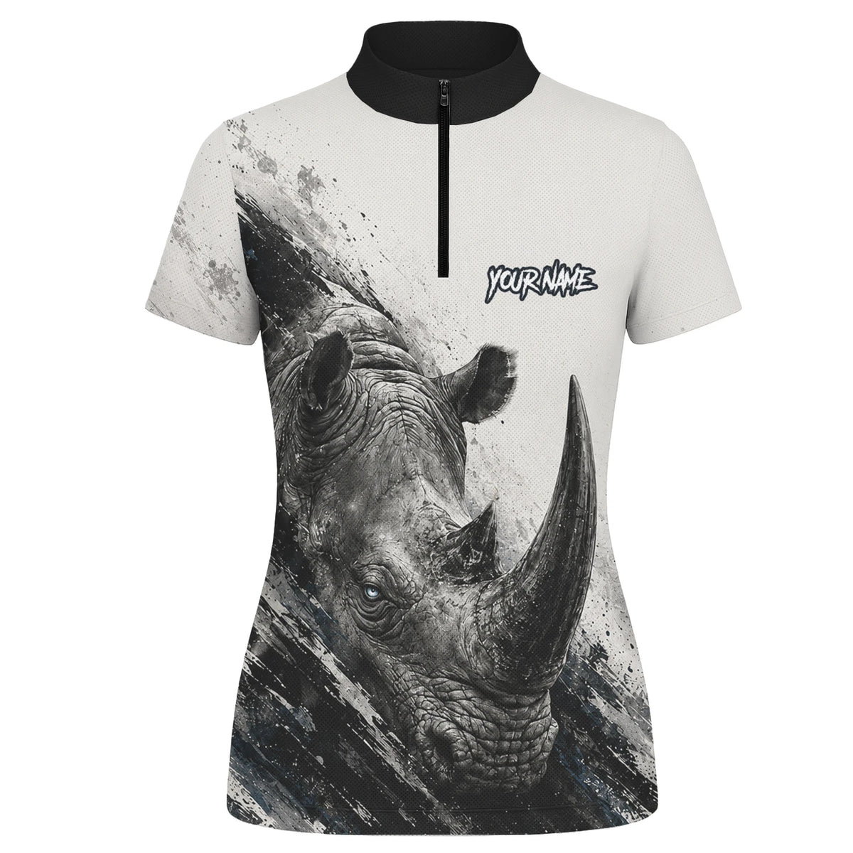 Personalised White Black Grey Rhino Darts Shirt For Women C312