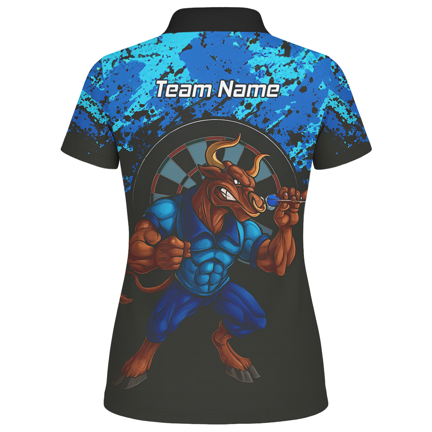 Personalised Bull Darts Polo Shirt Blue Black Splatter For Men Q5112 additional image 2