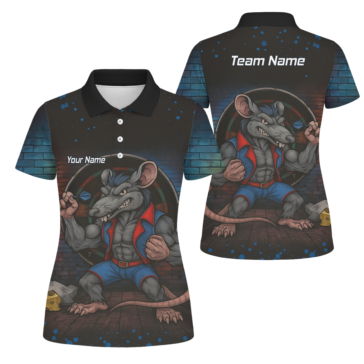 Personalised Fierce Rat Dart Polo Shirt Black Blue Red For Men S3305 main image - polo No