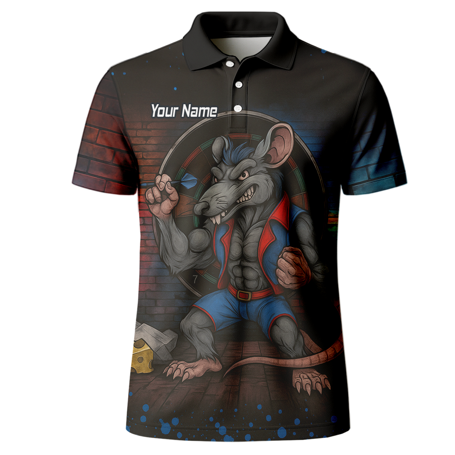 Personalised Fierce Rat Dart Polo Shirt Black Blue Red For Men S3305 additional image 2