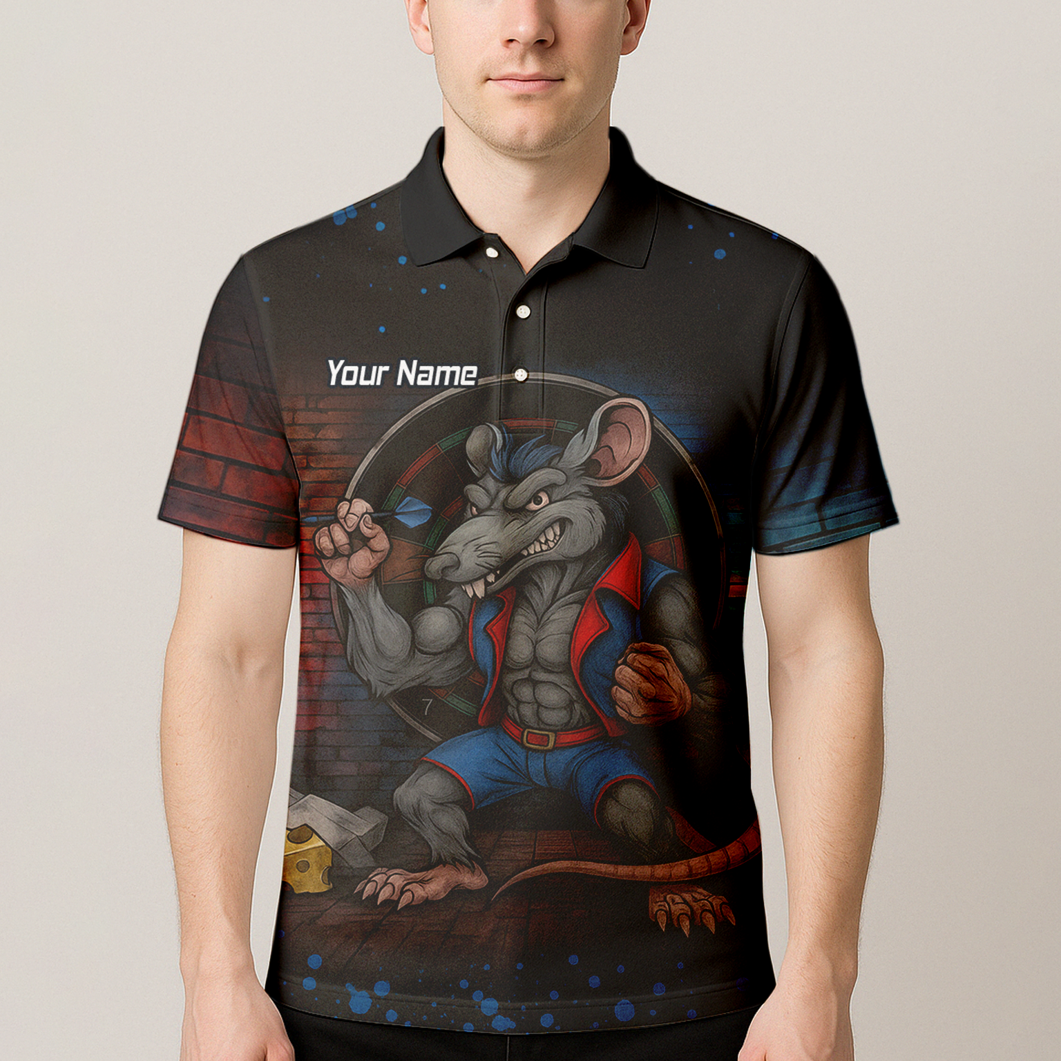 Personalised Fierce Rat Dart Polo Shirt Black Blue Red For Men S3305 additional image 4