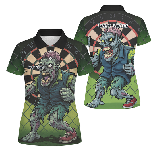 Personalised Zombie Darts Polo Shirt Green Black For Men P6458 main image - polo No