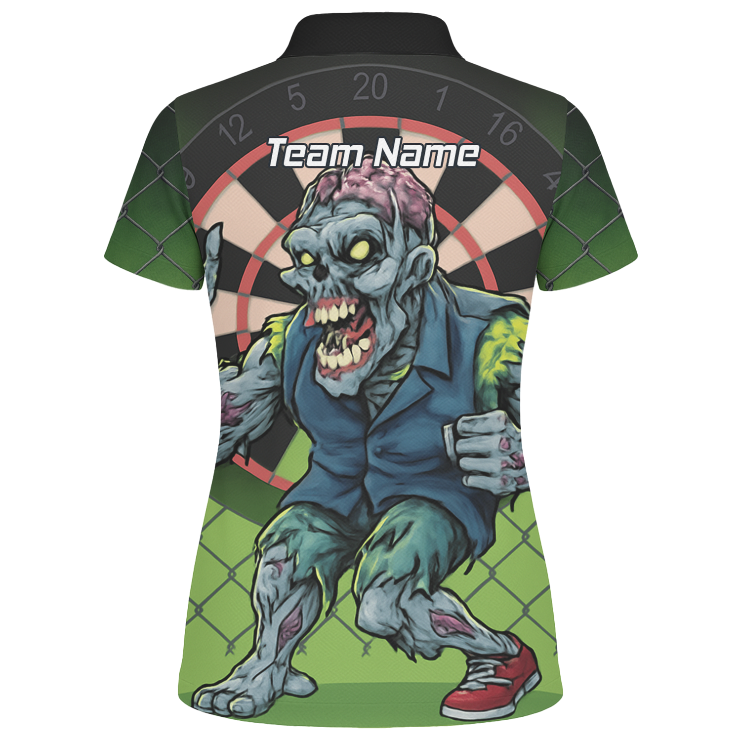 Personalised Zombie Darts Polo Shirt Green Black For Men P6458 additional image 2