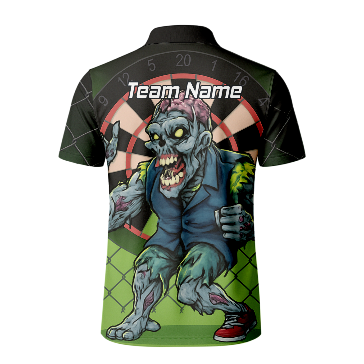Personalised Zombie Darts Polo Shirt Green Black For Men P6458 additional image 3