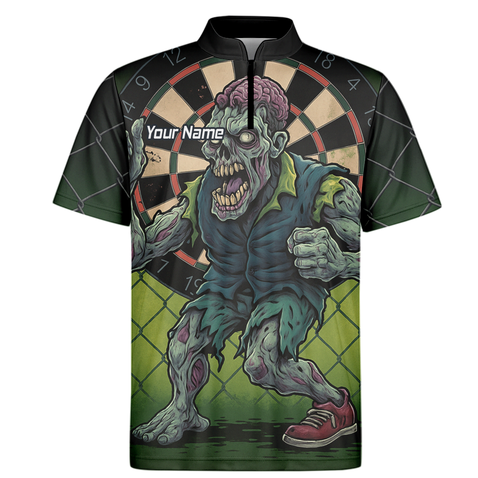 Personalised Zombie Darts Polo Shirt Green Black For Men P6458 additional image 6
