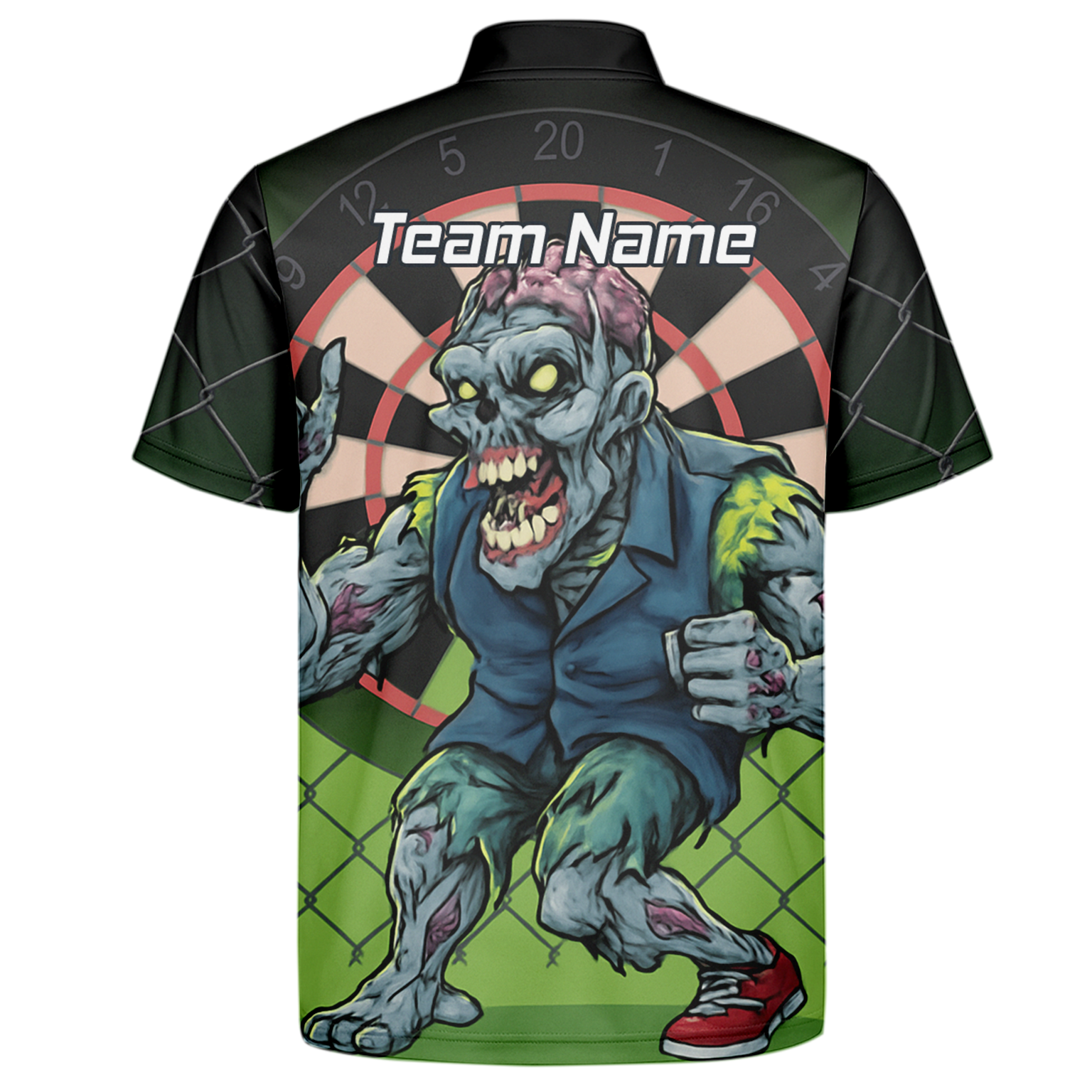 Personalised Zombie Darts Polo Shirt Green Black For Men P6458 additional image 7
