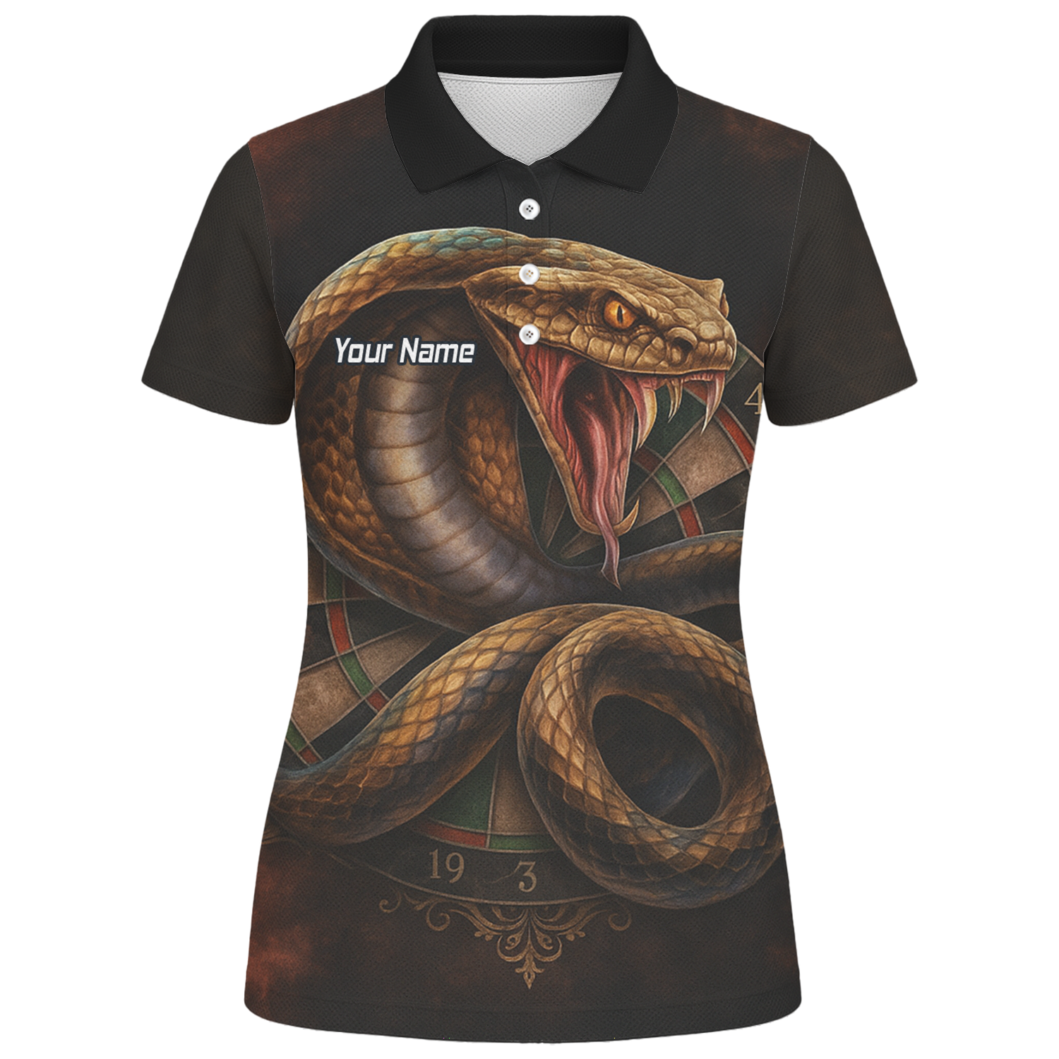 Personalised Vicious Snake Dart Polo Shirt Black Brown For Men X9746 additional image 1
