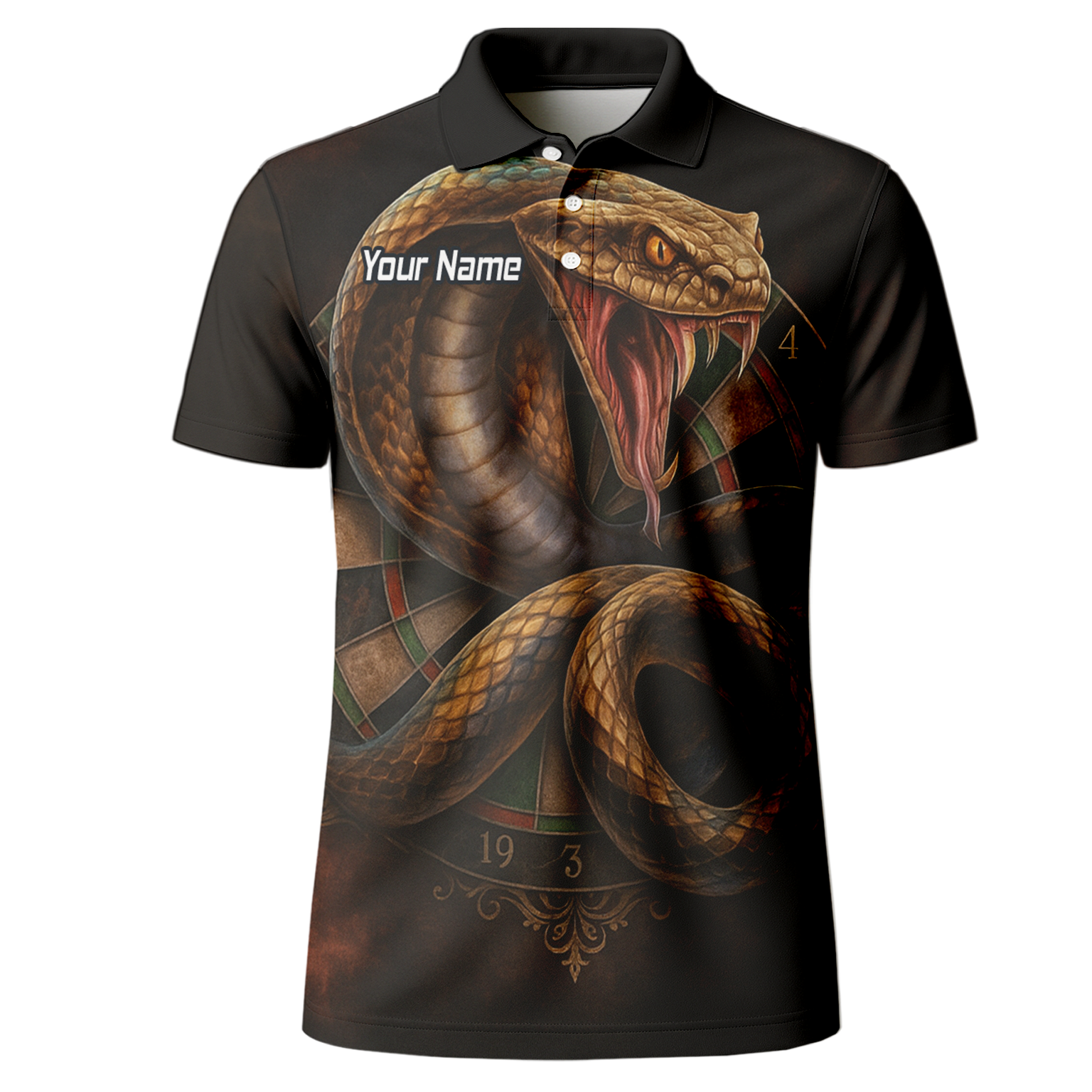 Personalised Vicious Snake Dart Polo Shirt Black Brown For Men X9746 additional image 2