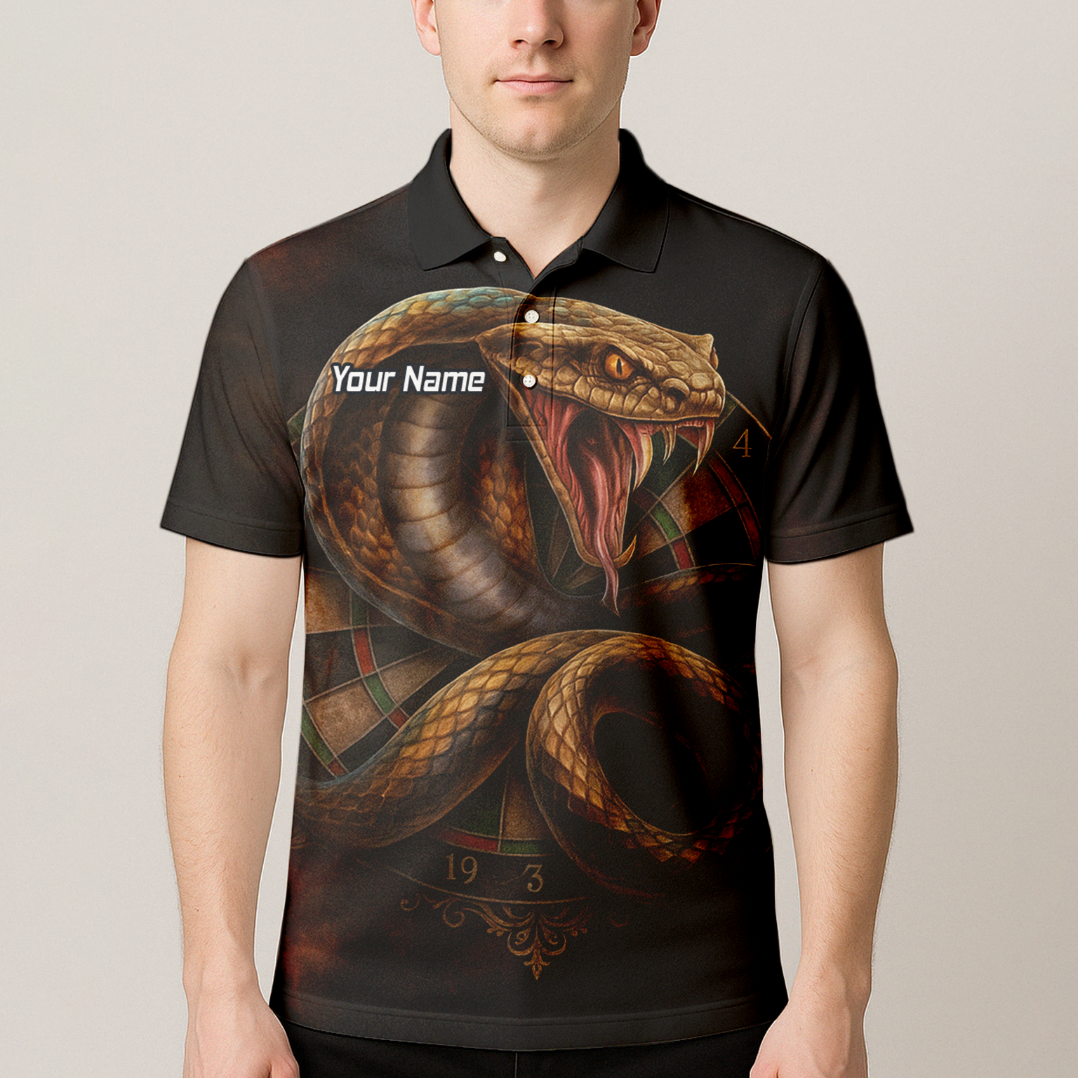 Personalised Vicious Snake Dart Polo Shirt Black Brown For Men X9746 additional image 4