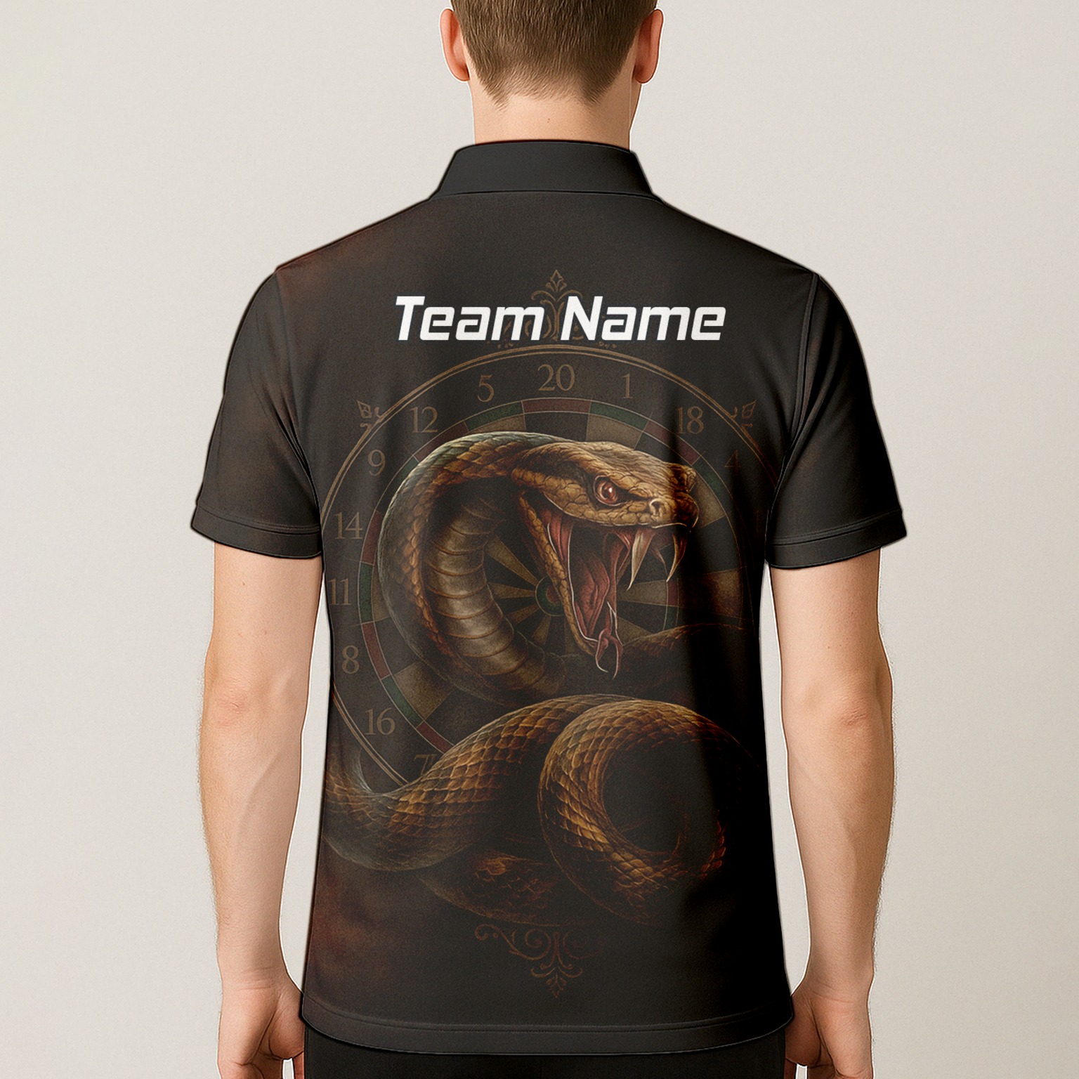 Personalised Vicious Snake Dart Polo Shirt Black Brown For Men X9746 additional image 5