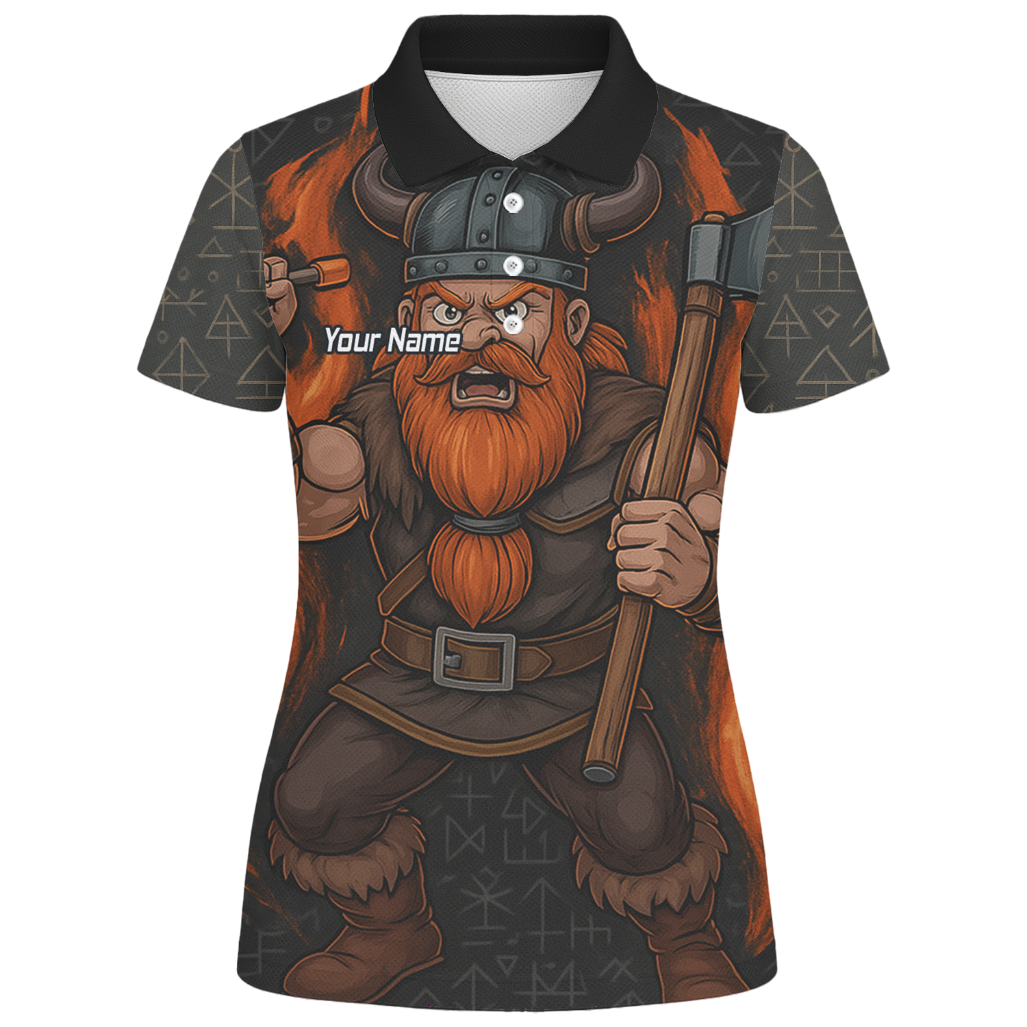 Personalised Viking Axe Fire Dart Polo Shirt Black Red For Men O0632 additional image 1