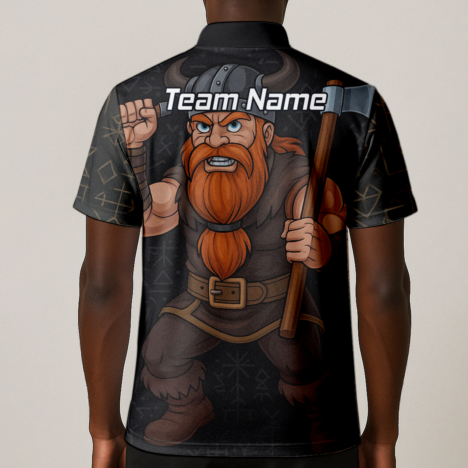 Personalised Viking Axe Fire Dart Polo Shirt Black Red For Men O0632 additional image 1