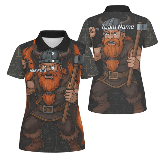 Personalised Viking Axe Fire Dart Polo Shirt Black Red For Men O0632 main image - polo No