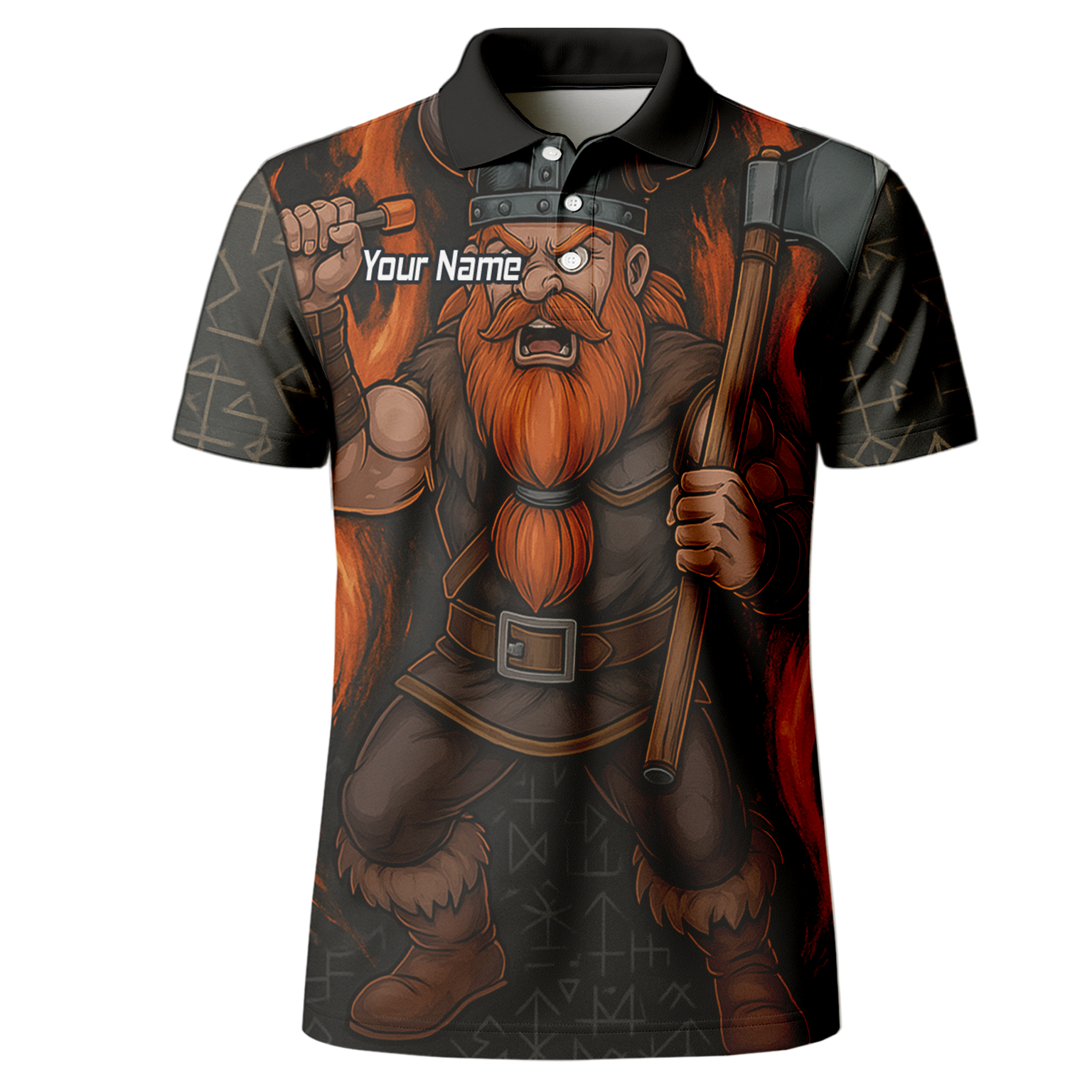 Ax Shurt Personalised Viking Axe Fire Dart Polo Shirt Black Red For Men O0632 ...