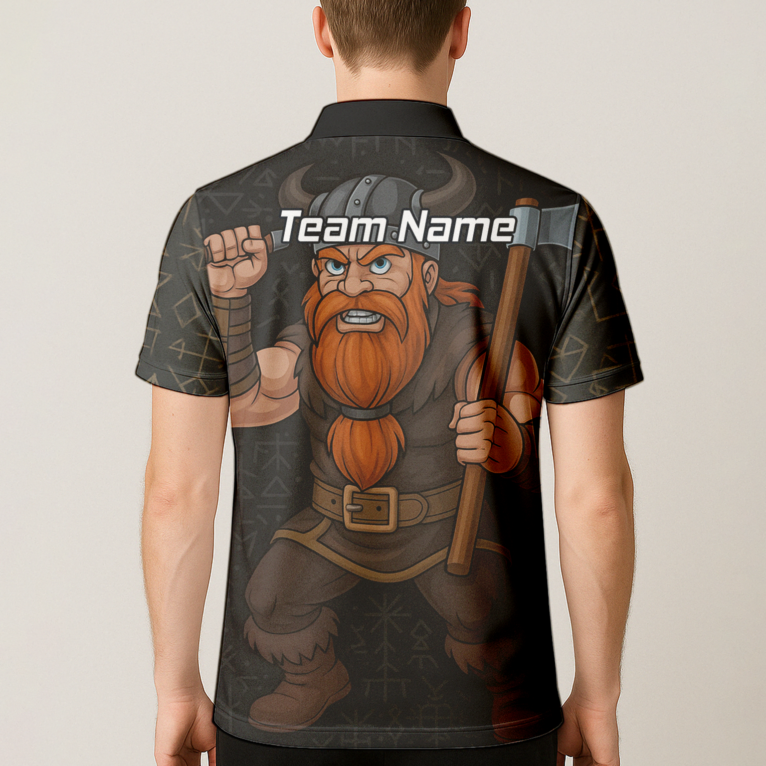 Personalised Viking Axe Fire Dart Polo Shirt Black Red For Men O0632 additional image 5