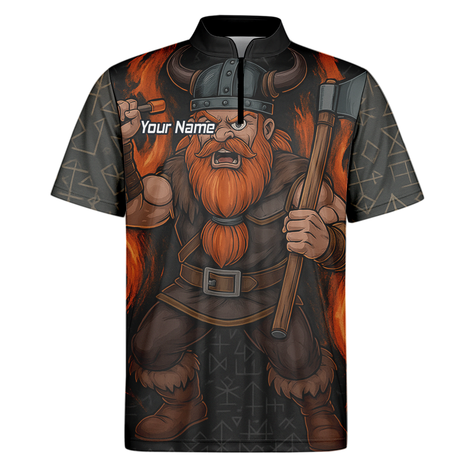 Personalised Viking Axe Fire Dart Polo Shirt Black Red For Men O0632 additional image 6