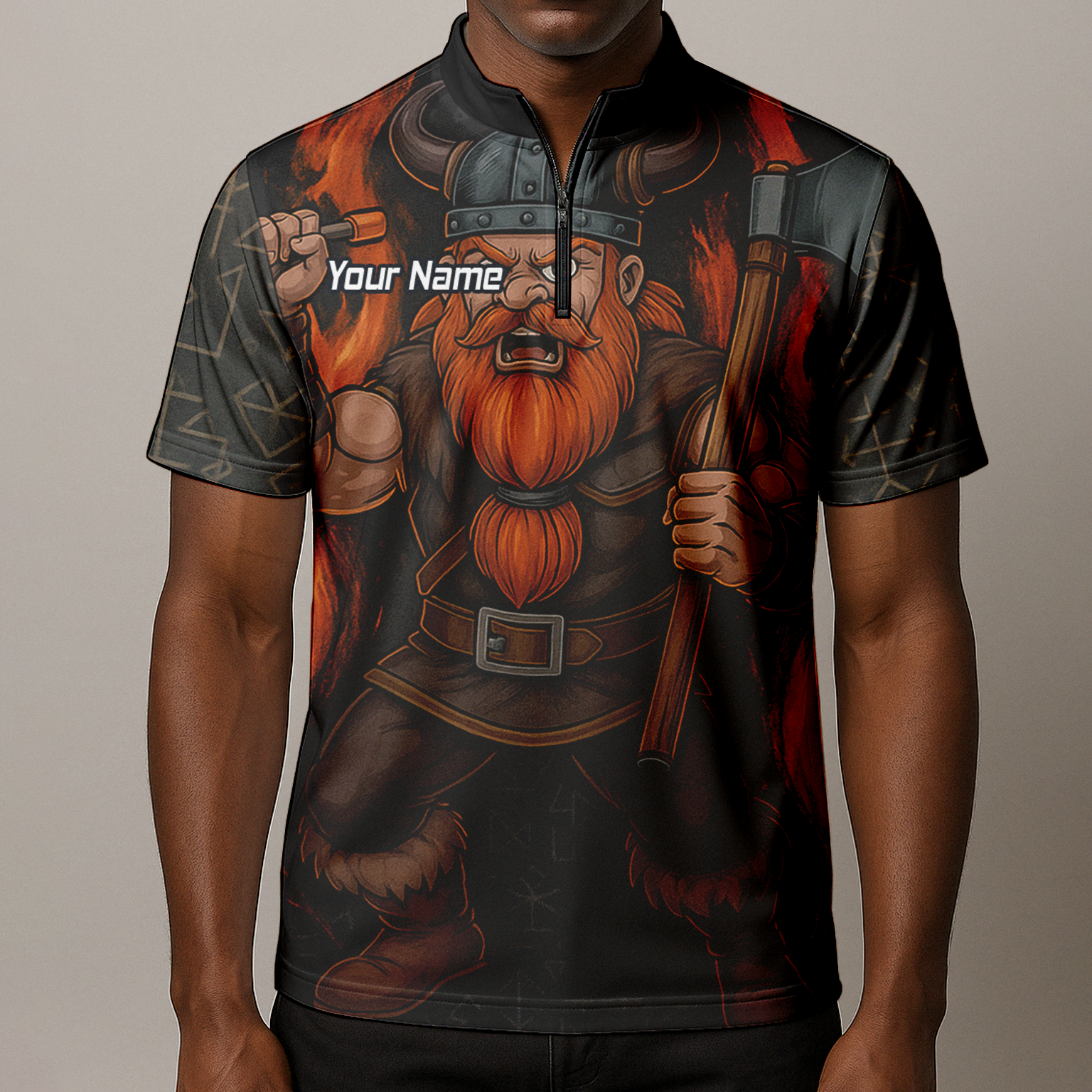 Personalised Viking Axe Fire Dart Polo Shirt Black Red For Men O0632 additional image 8