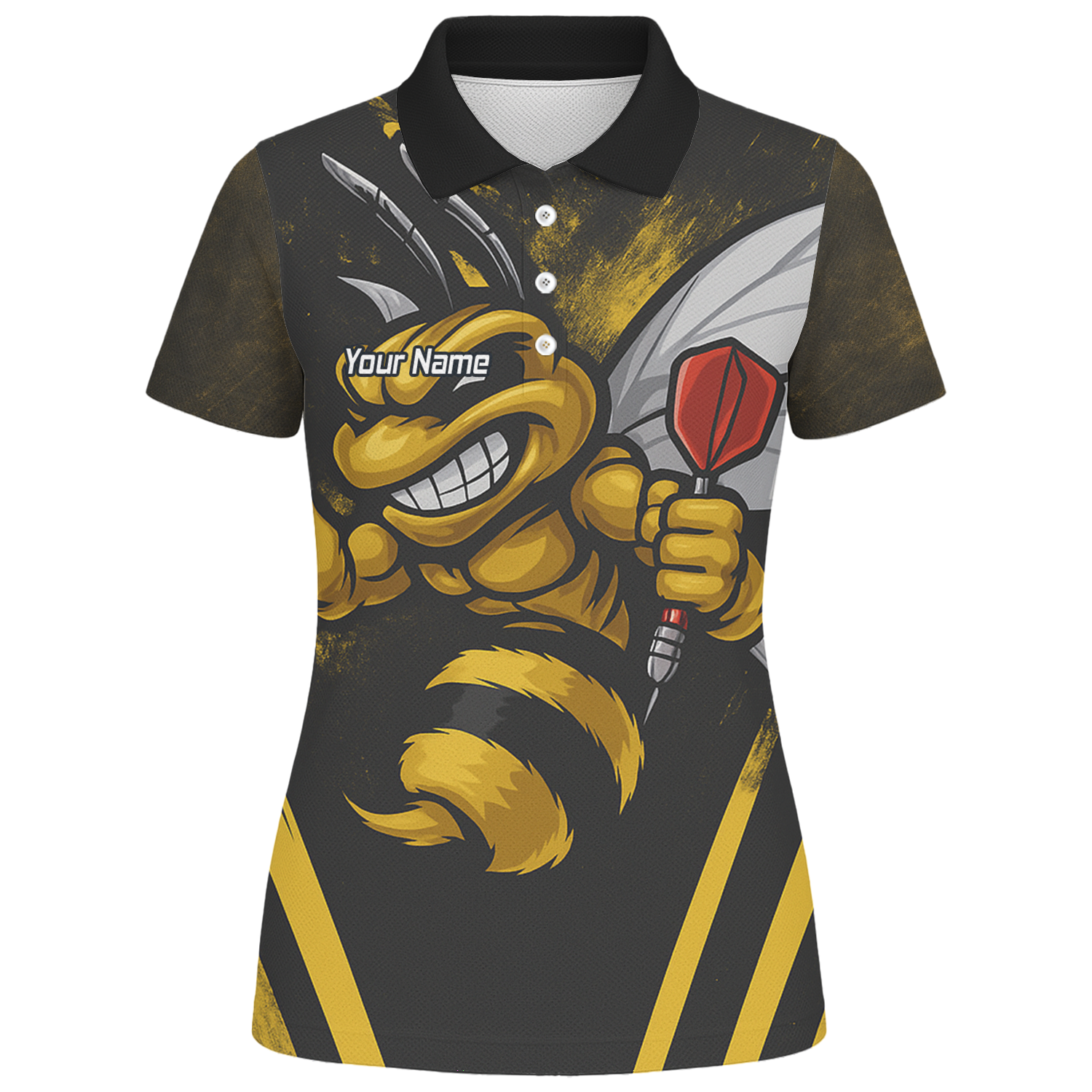 Personalised Hornet Dart Polo Shirt Black Yellow For Men A4364 additional image 1