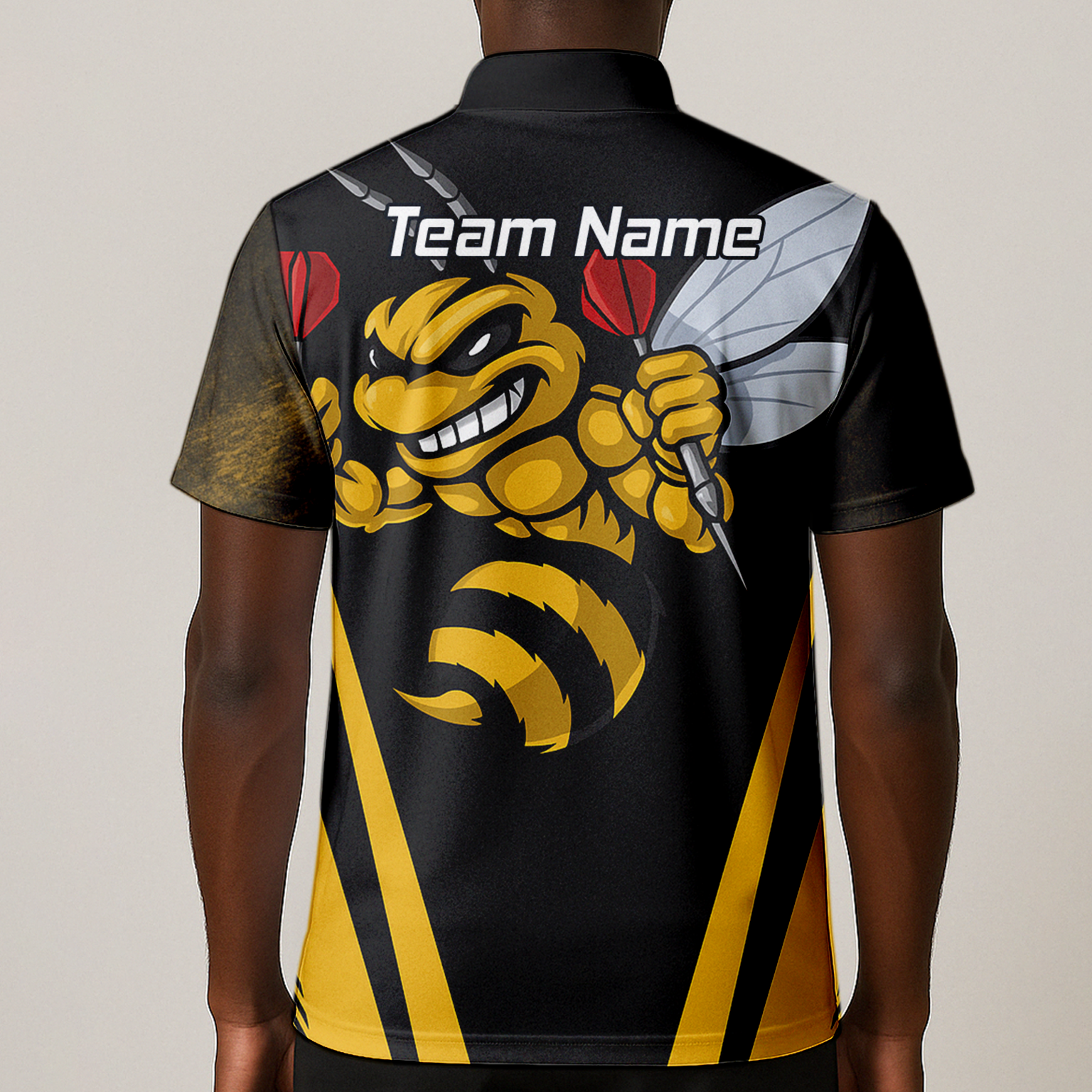 Personalised Hornet Dart Polo Shirt Black Yellow For Men A4364 additional image 1