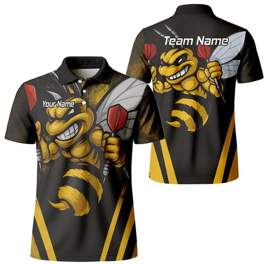 Personalised Hornet Dart Polo Shirt Black Yellow For Men A4364 main image - polo No