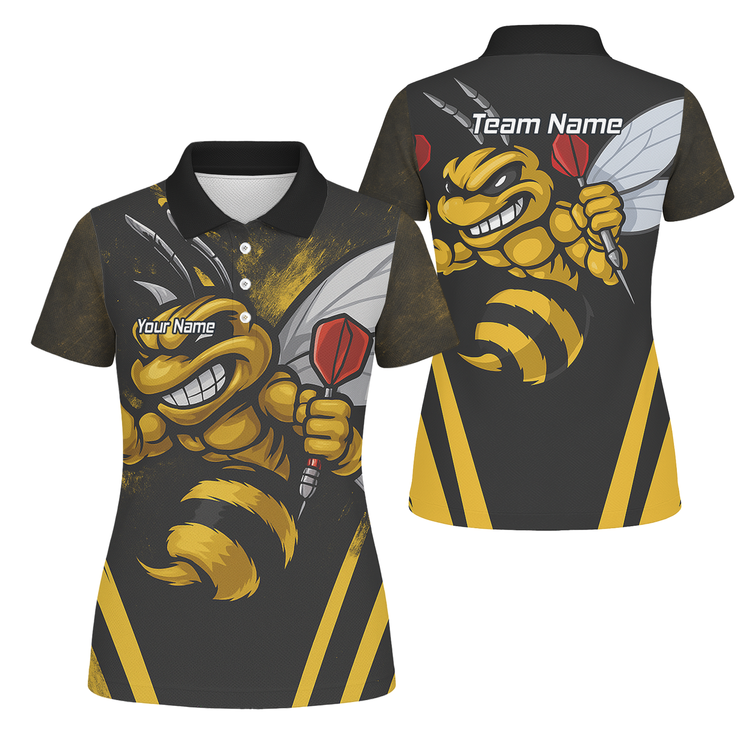 Personalised Hornet Dart Polo Shirt Black Yellow For Men A4364 main image - polo No