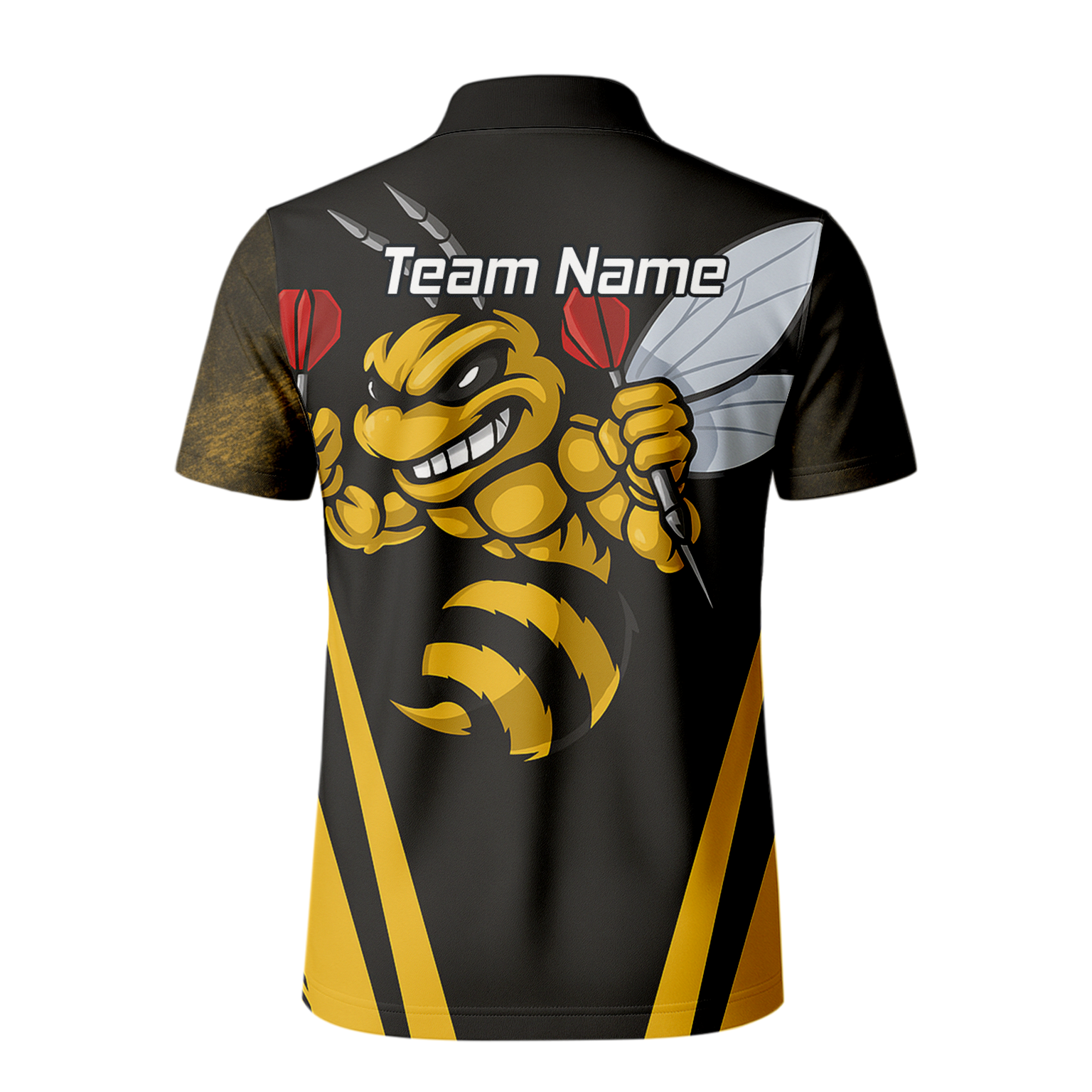 Personalised Hornet Dart Polo Shirt Black Yellow For Men A4364 additional image 3