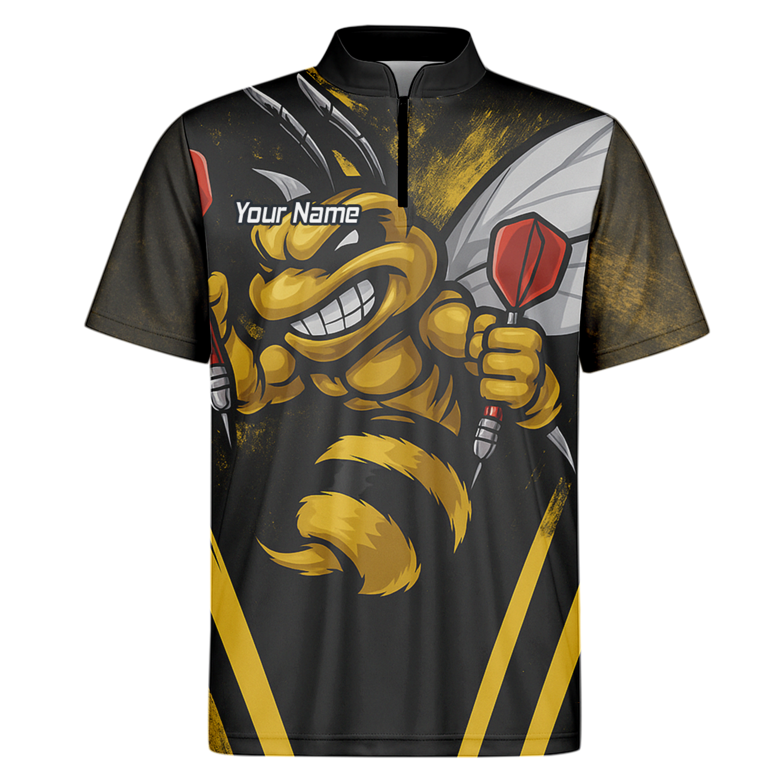 Personalised Hornet Dart Polo Shirt Black Yellow For Men A4364 additional image 6