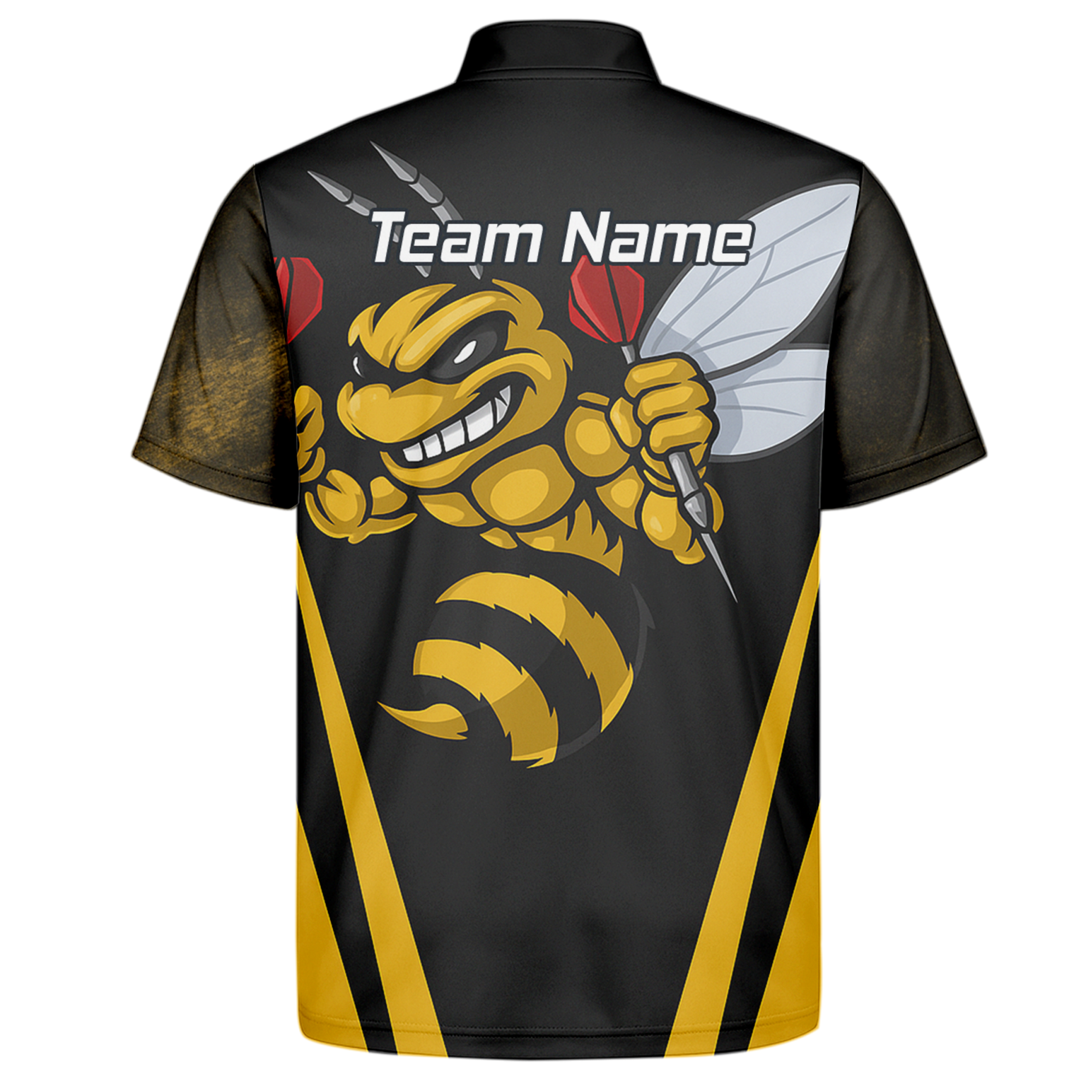 Personalised Hornet Dart Polo Shirt Black Yellow For Men A4364 additional image 7