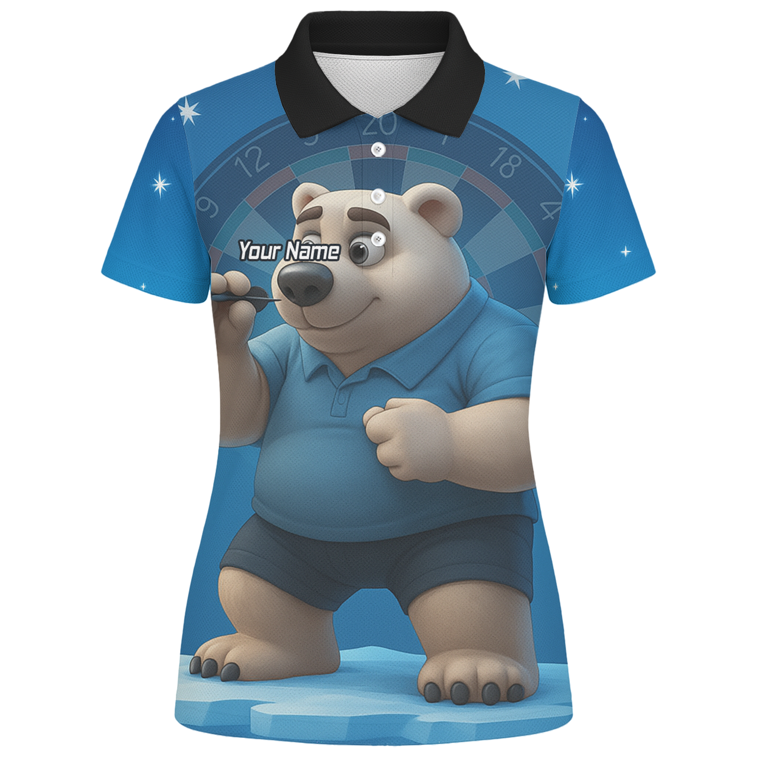 Personalised Polar Bear Darts Polo Shirt Blue For Men U3422 additional image 1
