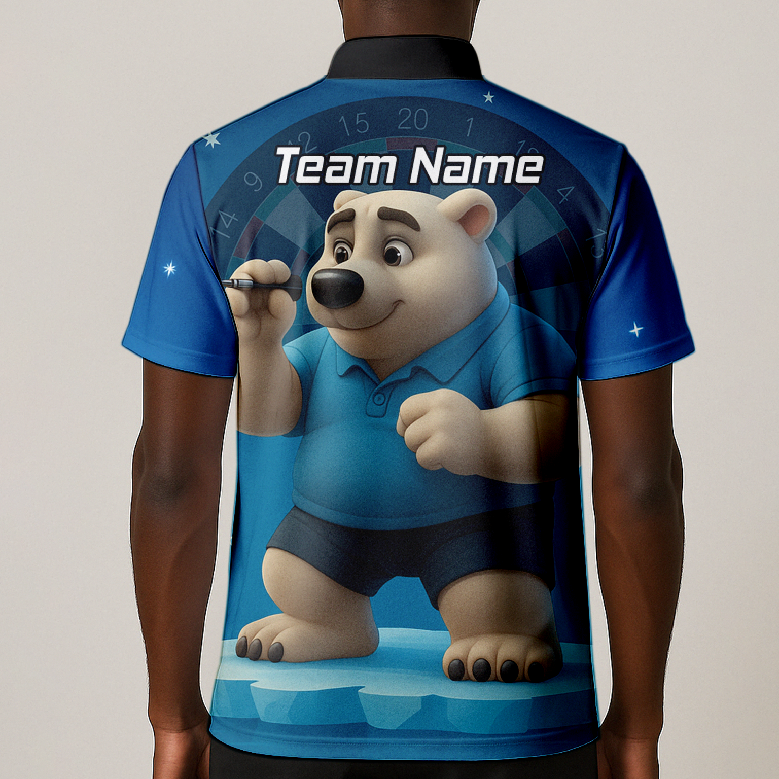 Personalised Polar Bear Darts Polo Shirt Blue For Men U3422 additional image 1