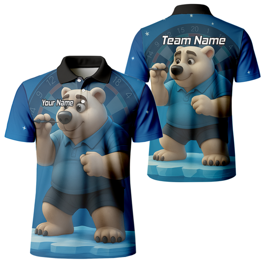 Personalised Polar Bear Darts Polo Shirt Blue For Men U3422 main image - polo No