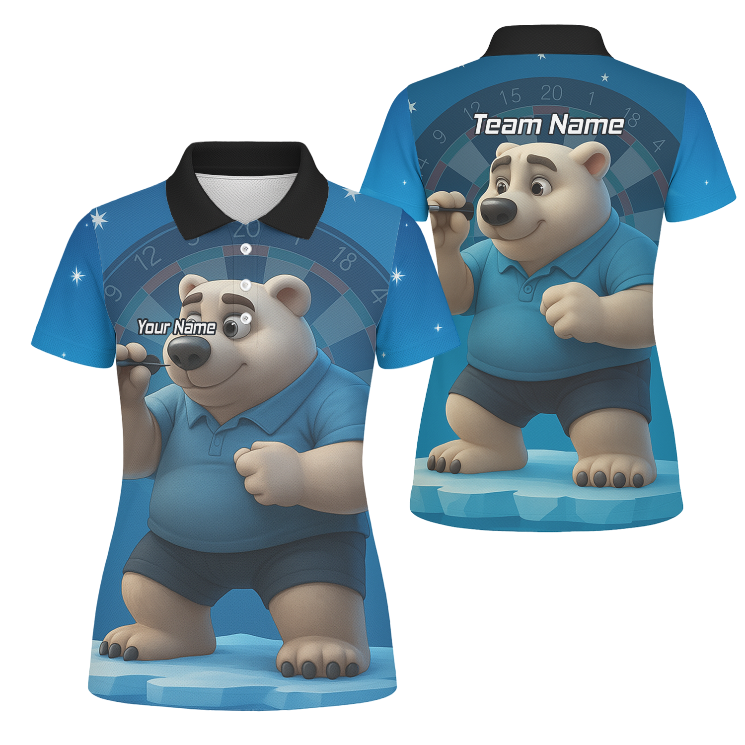 Personalised Polar Bear Darts Polo Shirt Blue For Men U3422 main image - polo No