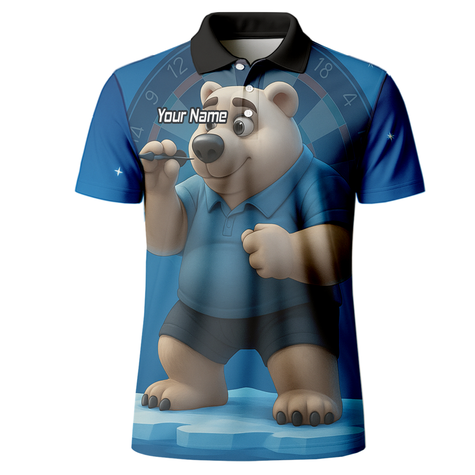 Personalised Polar Bear Darts Polo Shirt Blue For Men U3422 additional image 2