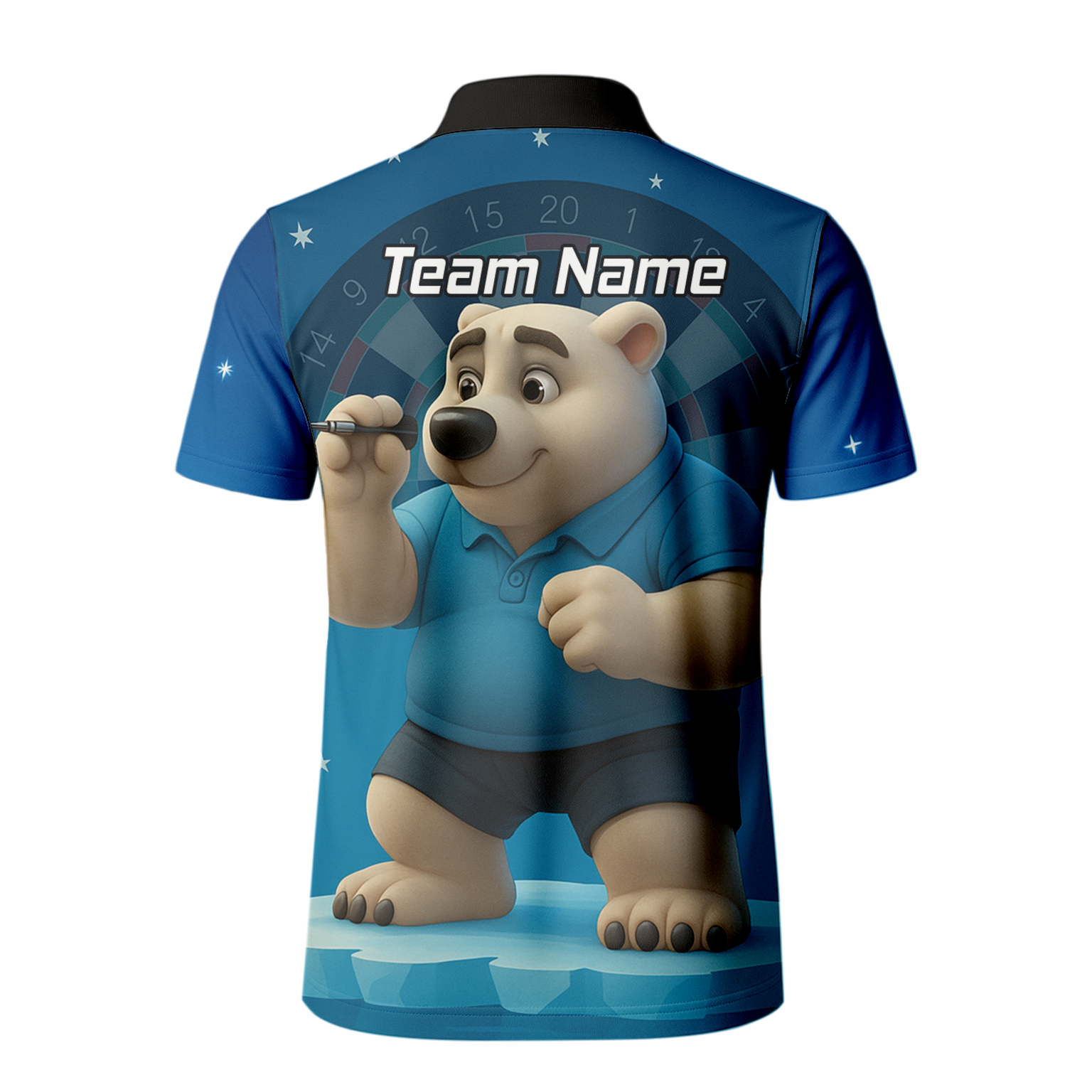 Personalised Polar Bear Darts Polo Shirt Blue For Men U3422 additional image 3