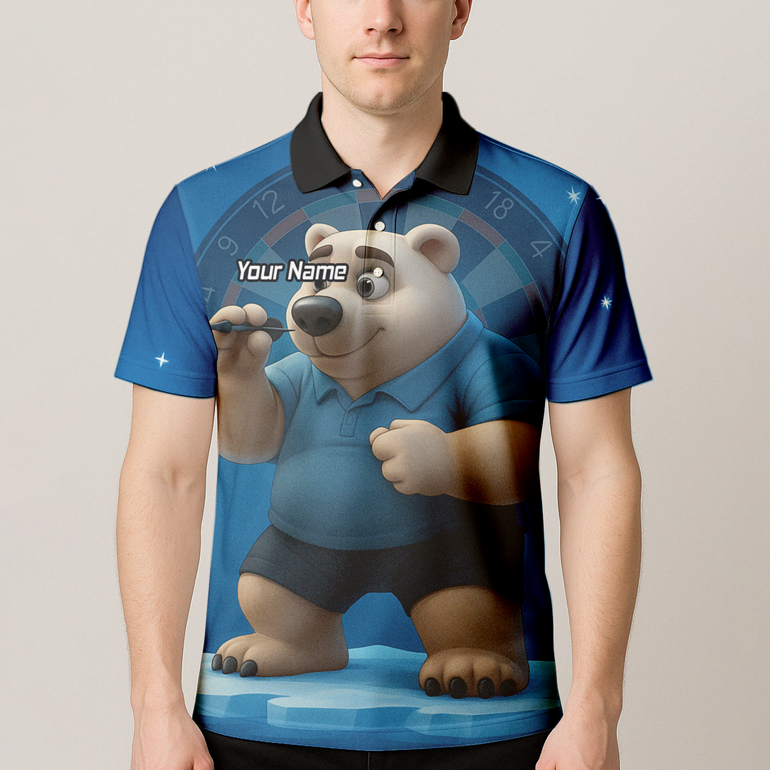 Personalised Polar Bear Darts Polo Shirt Blue For Men U3422 additional image 4