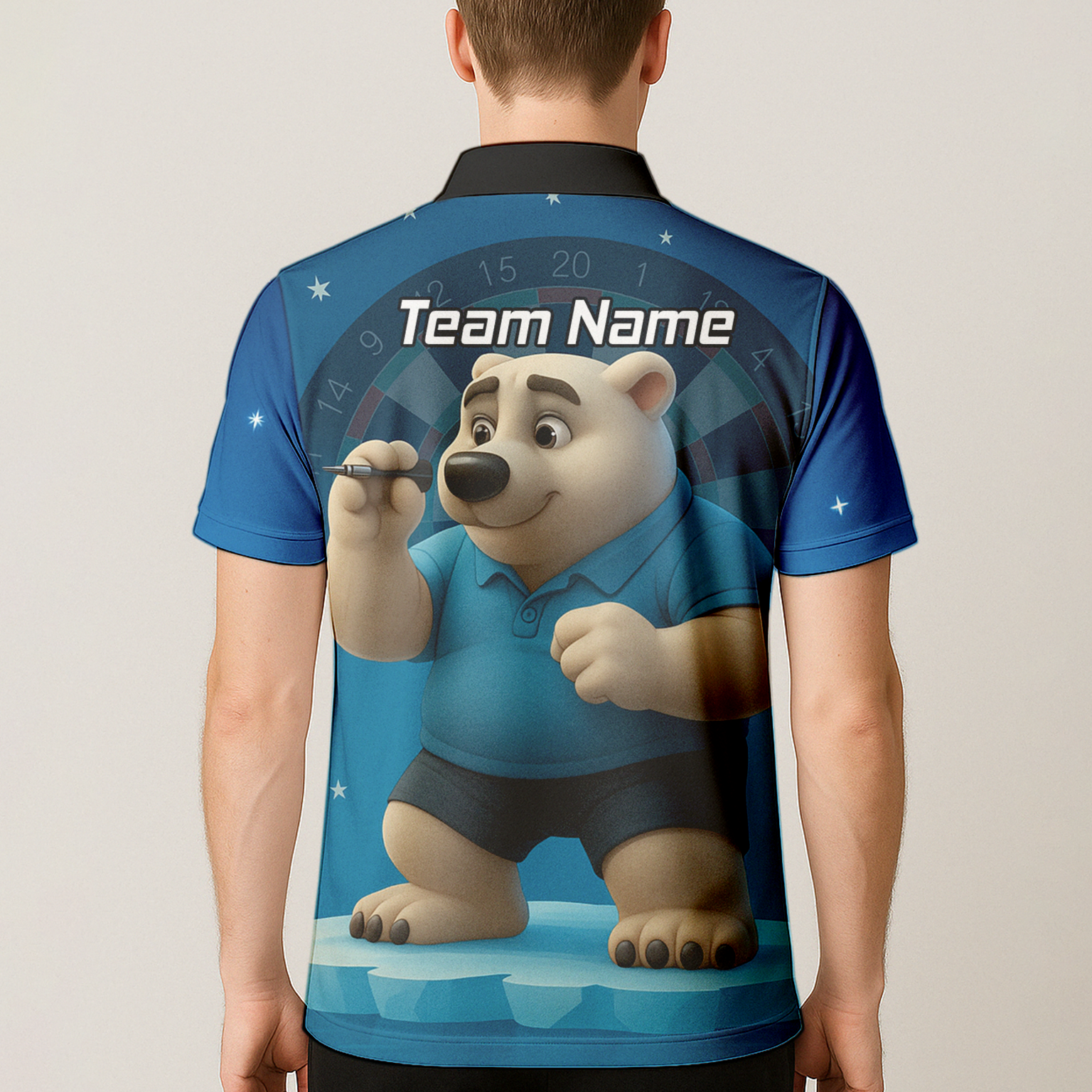 Personalised Polar Bear Darts Polo Shirt Blue For Men U3422 additional image 5