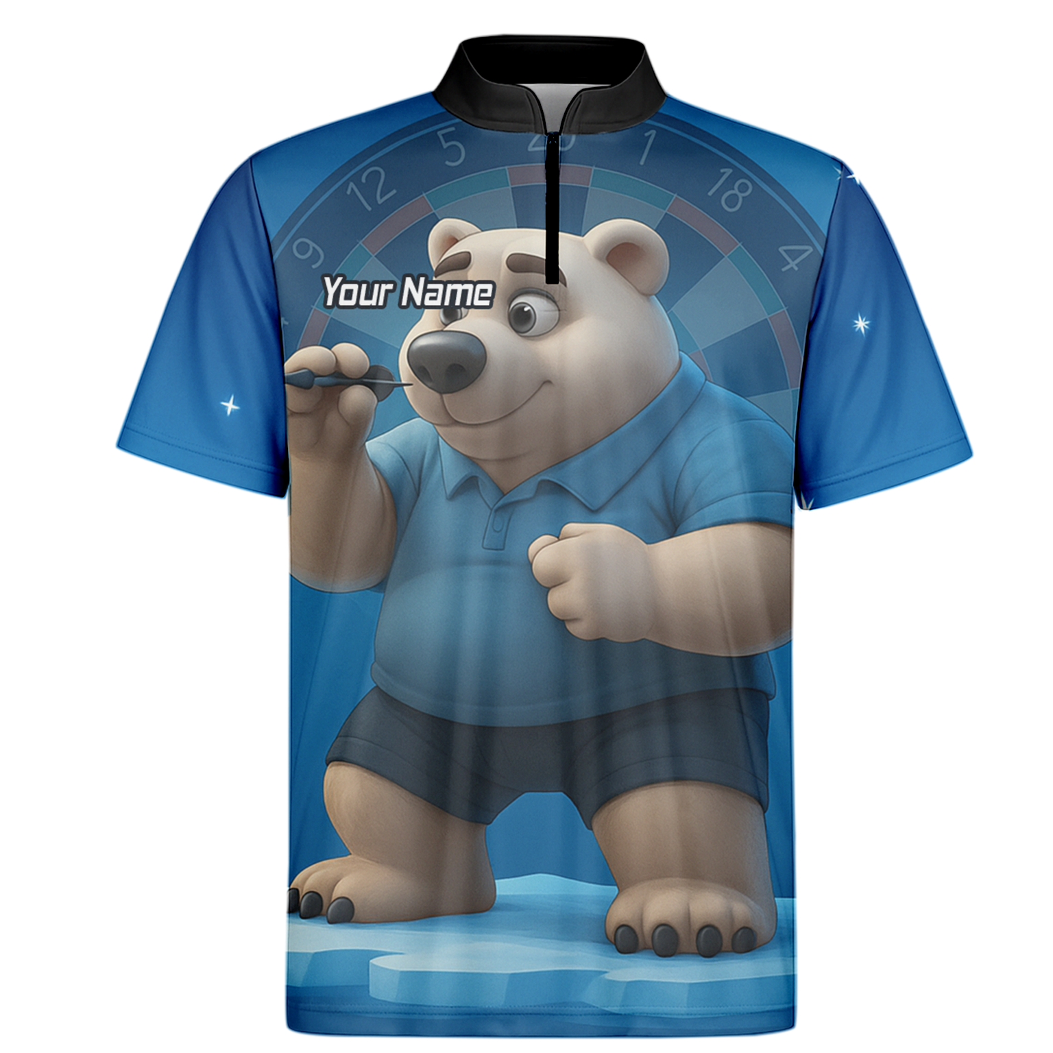 Personalised Polar Bear Darts Polo Shirt Blue For Men U3422 additional image 6
