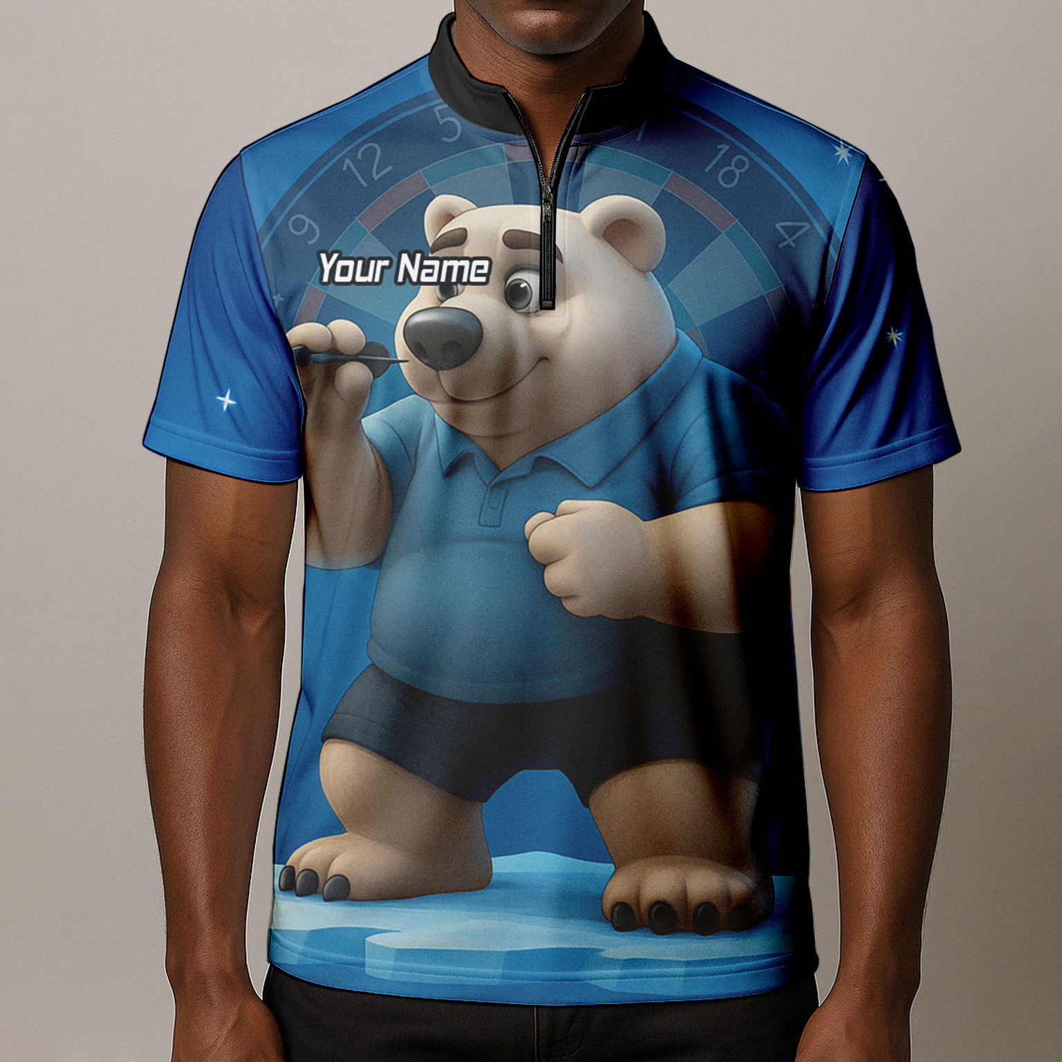 Personalised Polar Bear Darts Polo Shirt Blue For Men U3422 additional image 8