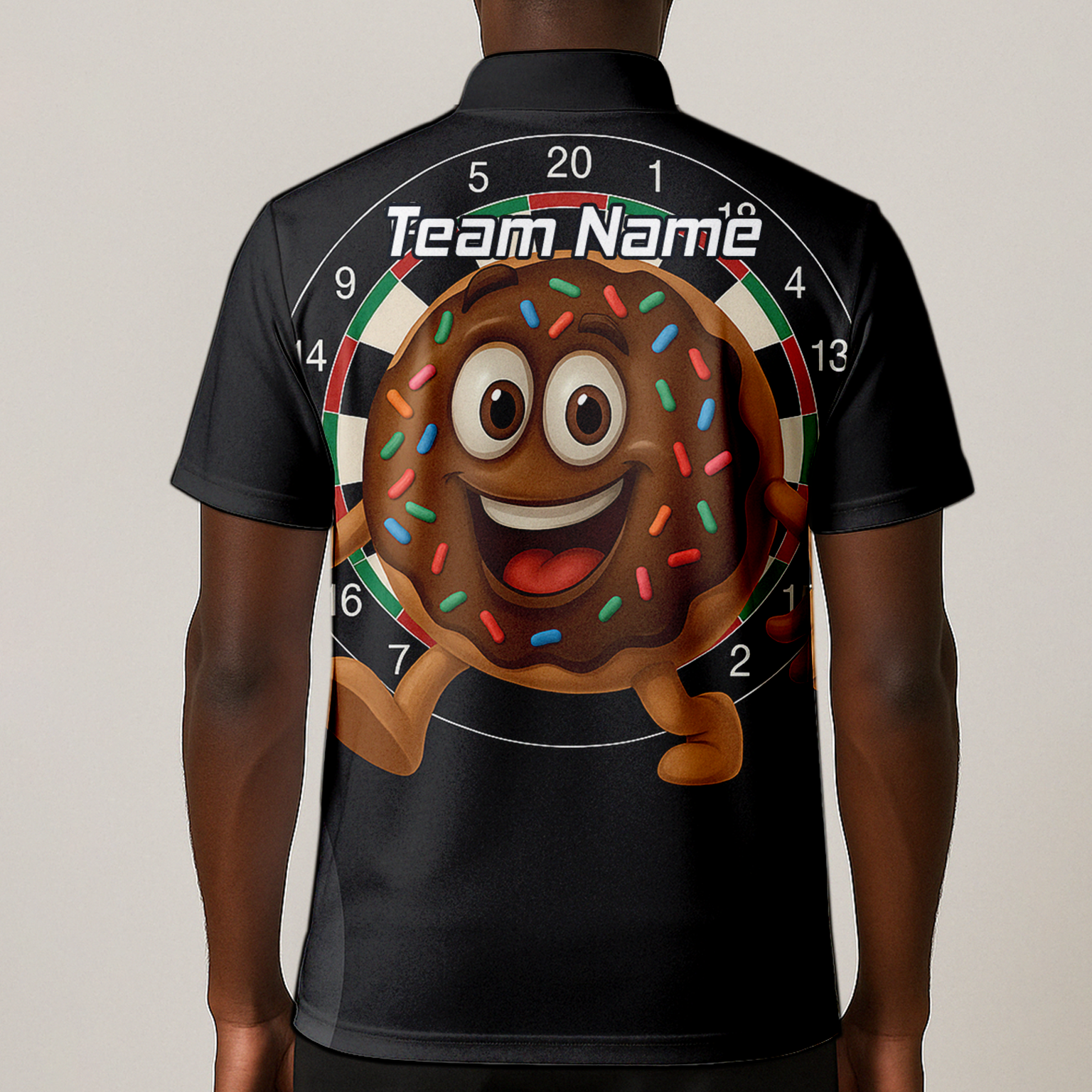 Personalised Funny Chocolate Donut Sprinkles Darts Polo Shirt Black For Men R0697 additional image 1
