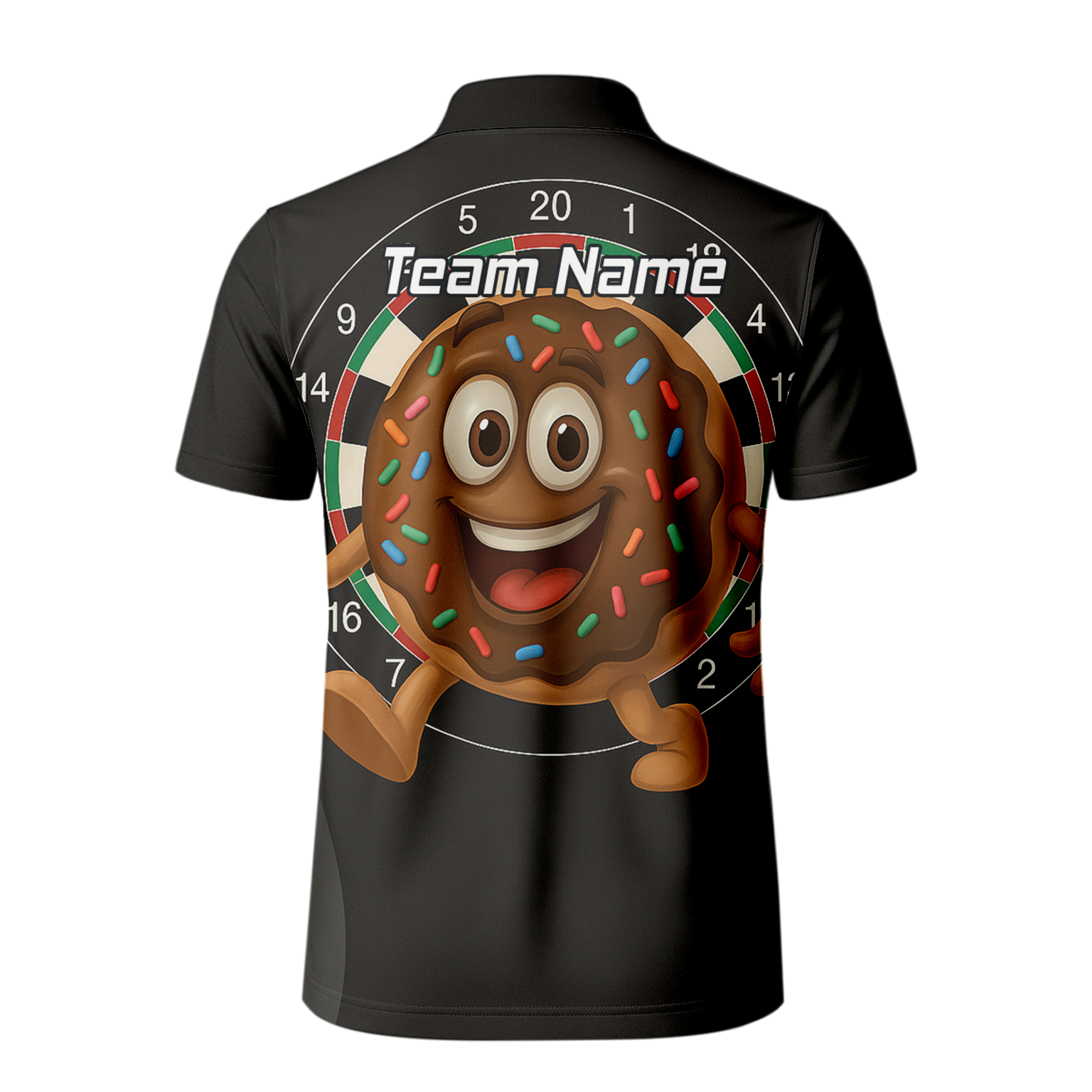 Personalised Funny Chocolate Donut Sprinkles Darts Polo Shirt Black For Men R0697 additional image 3