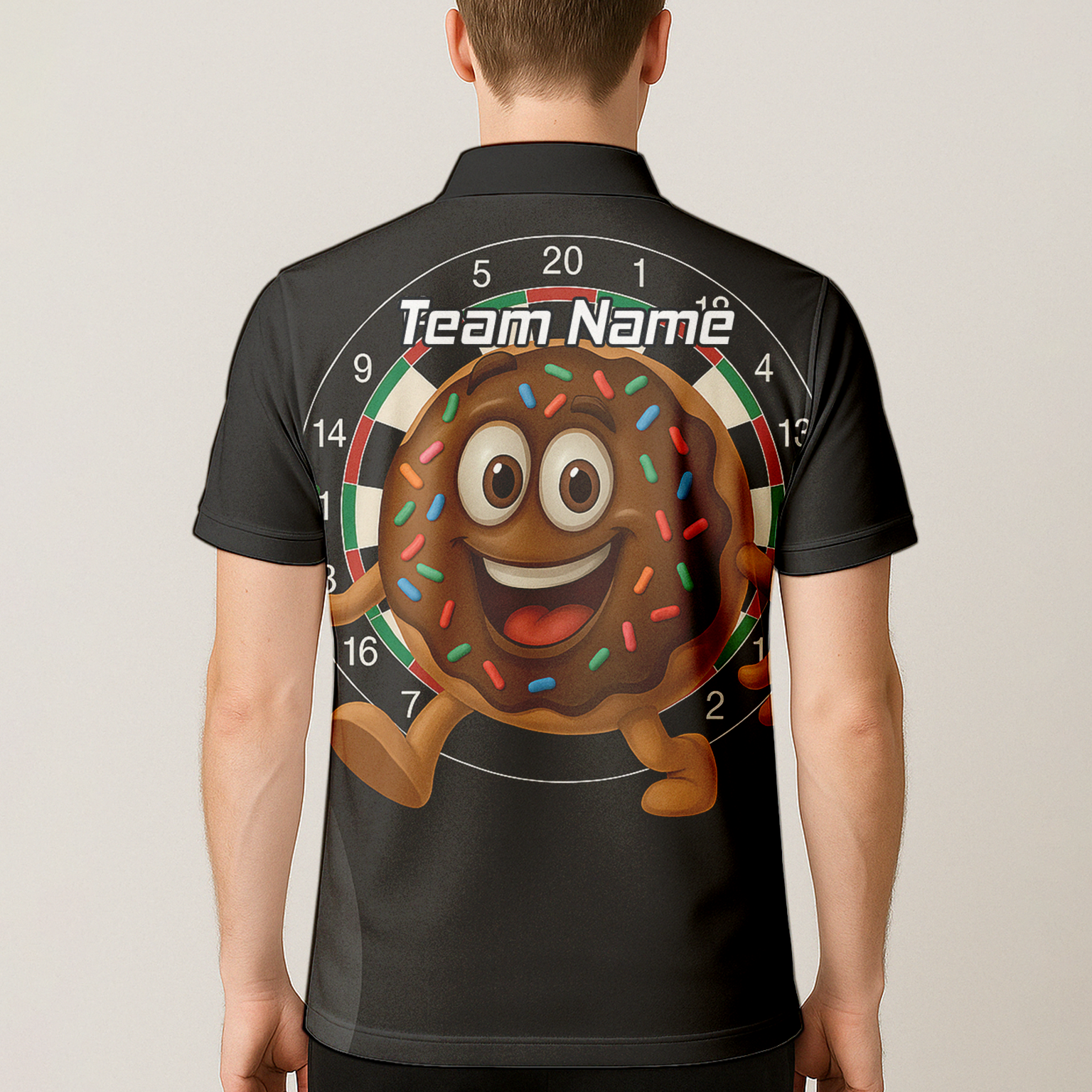 Personalised Funny Chocolate Donut Sprinkles Darts Polo Shirt Black For Men R0697 additional image 5
