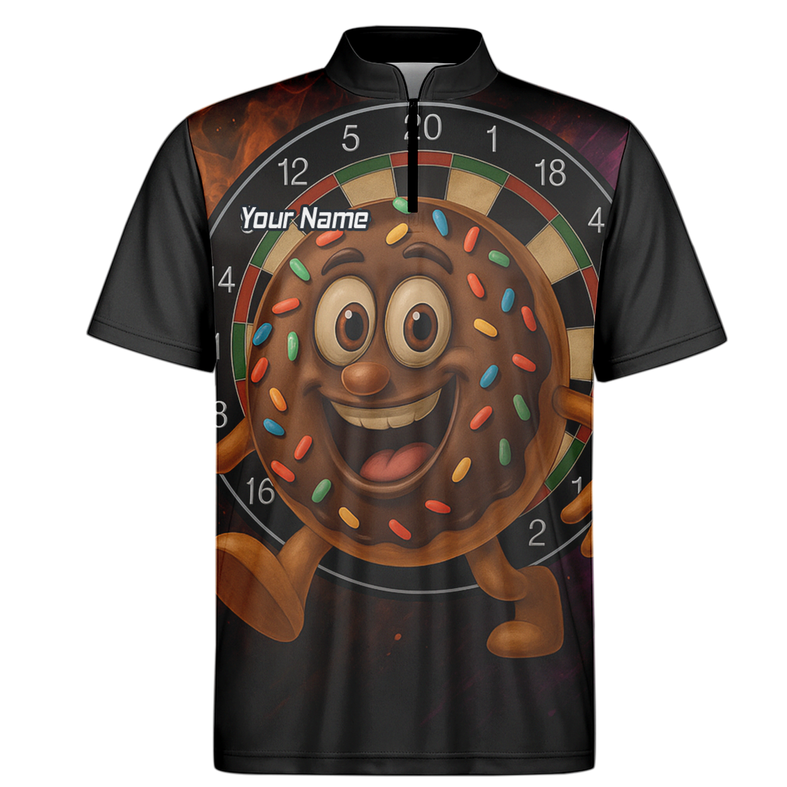 Personalised Funny Chocolate Donut Sprinkles Darts Polo Shirt Black For Men R0697 additional image 6